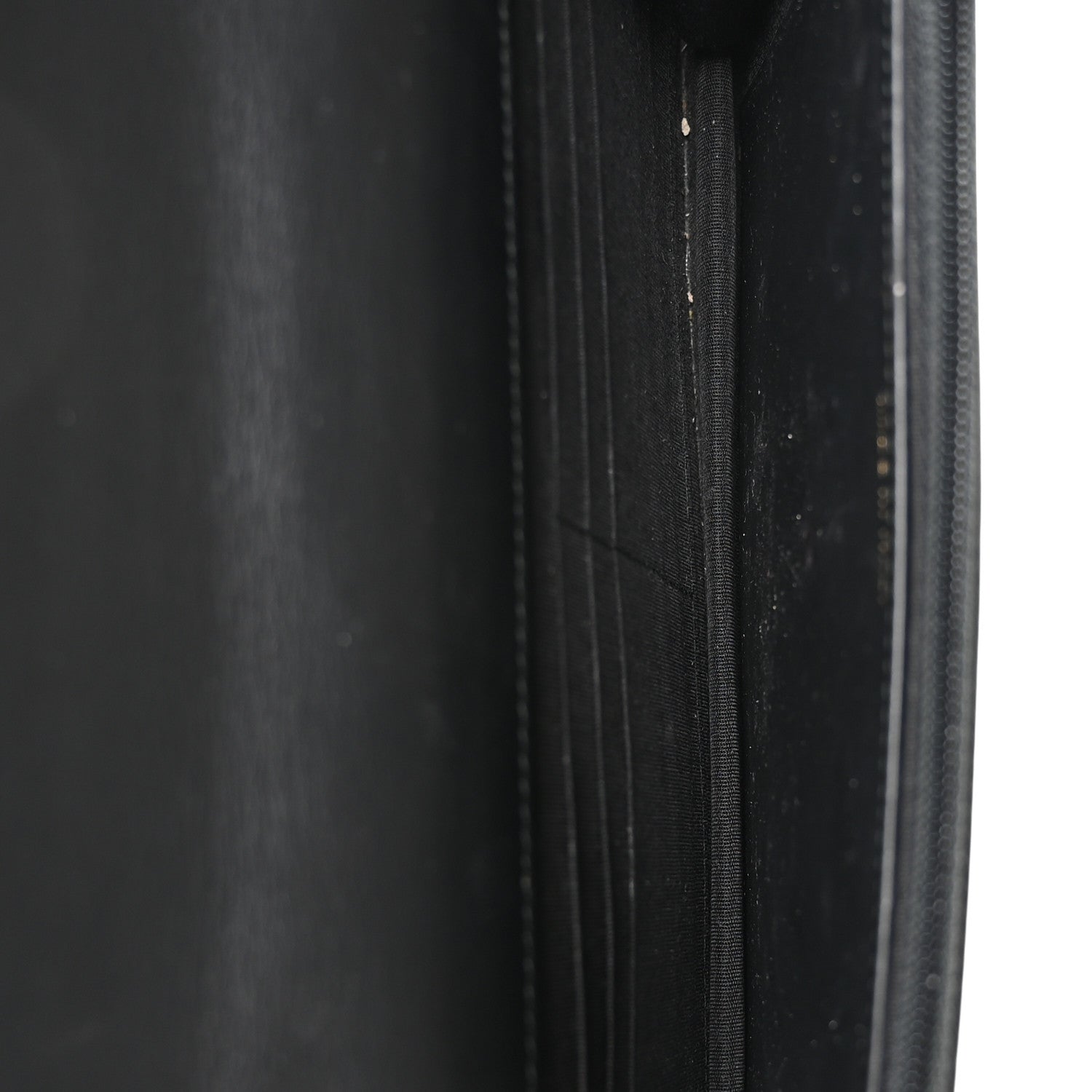 Crackled Patent Calfskin Quilted Pearl Wallet On Chain WOC Black