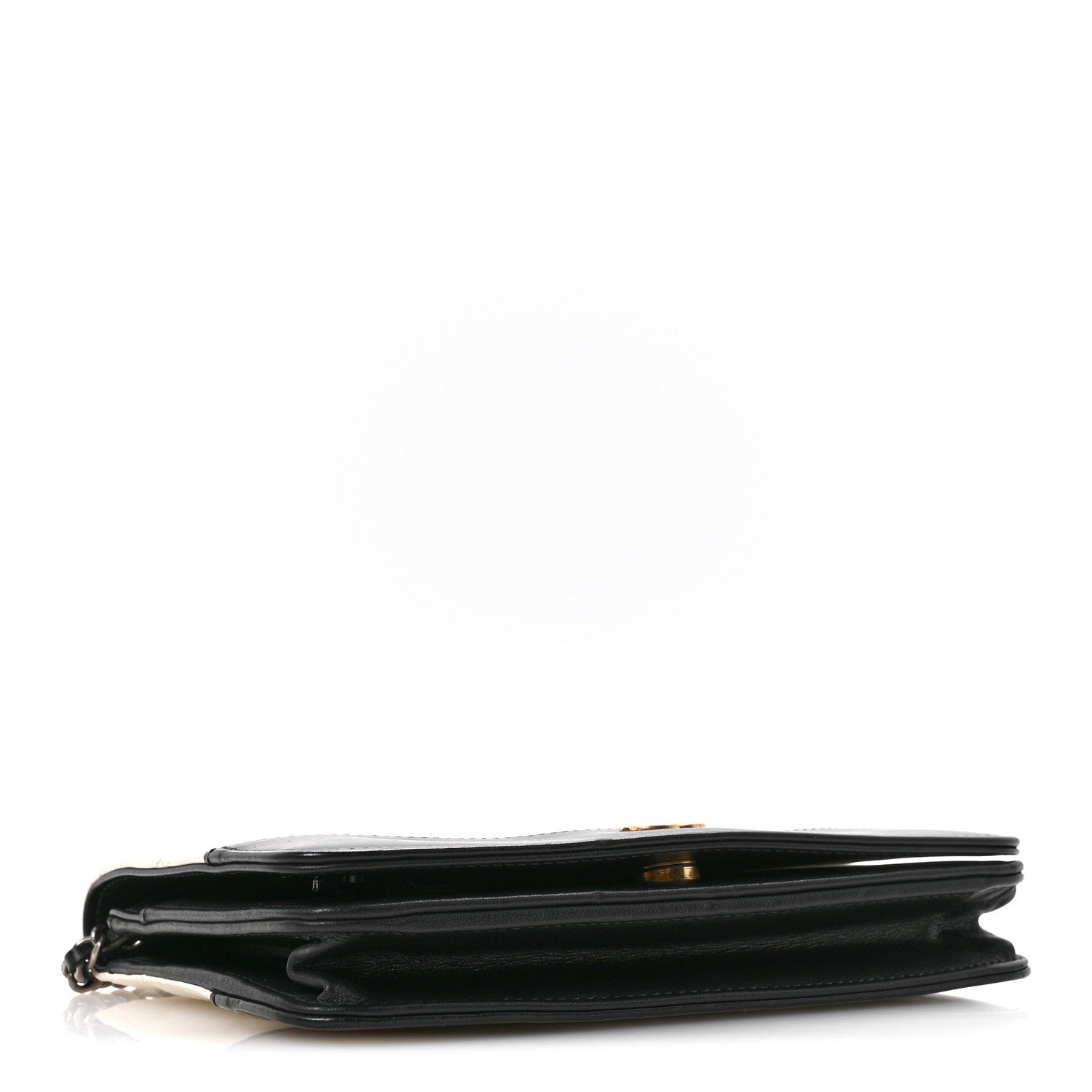 Aged Calfskin Quilted Gabrielle Wallet On Chain WOC White Black