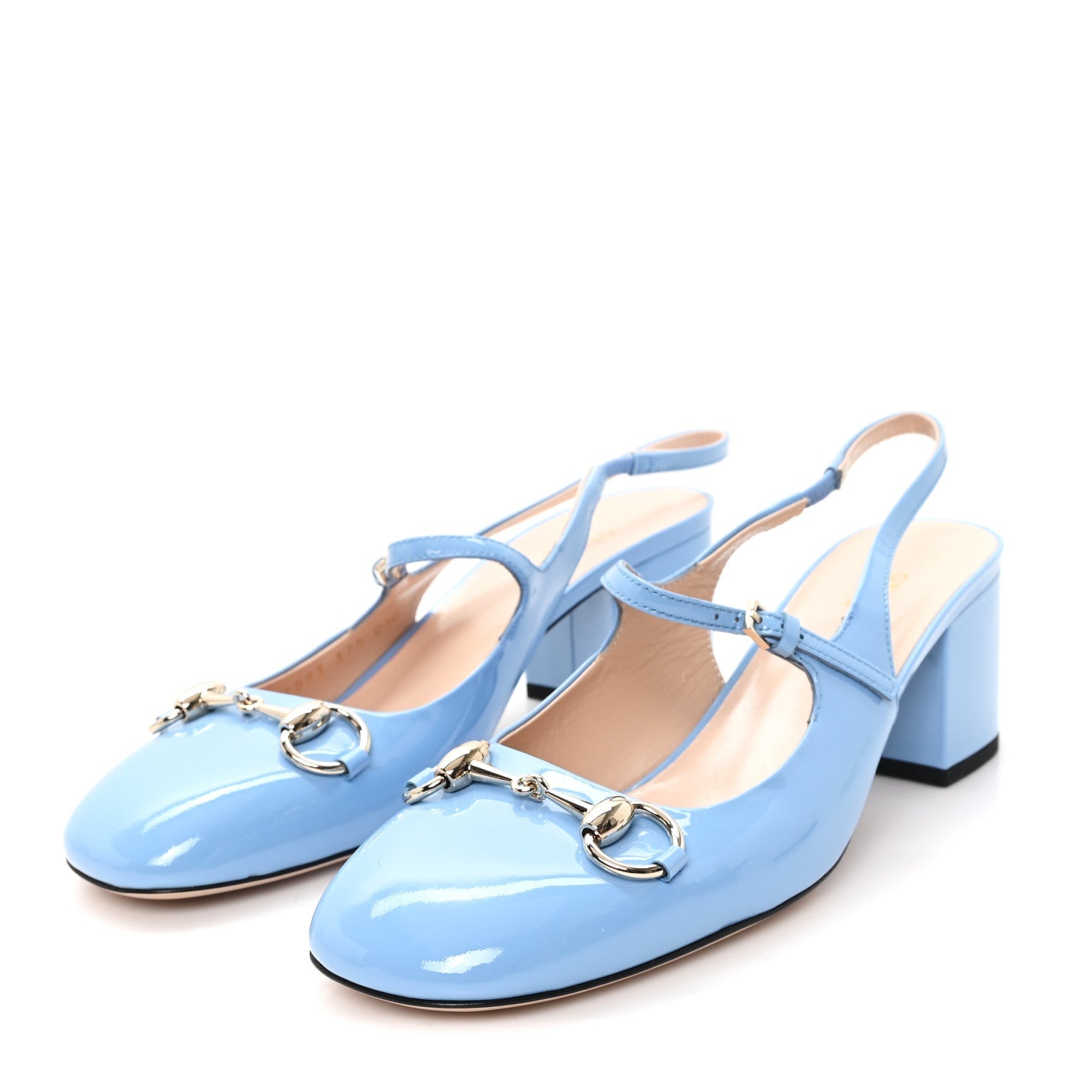 Vernice Crystal Horsebit Charlotte 42mm Slingback Pumps 37.5 Glacial Blue
