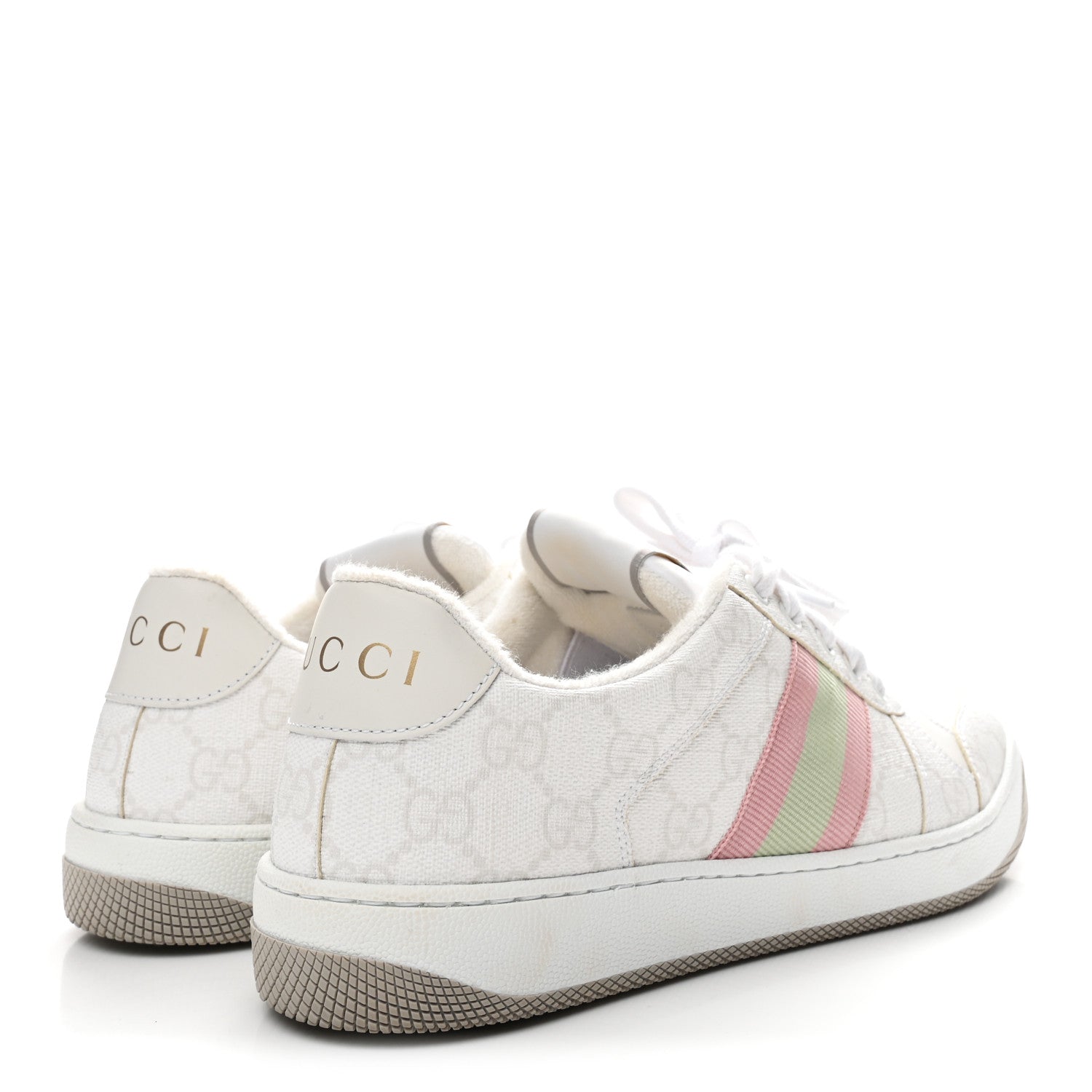 GG Monogram Web Screener Sneakers 38 White Grey Pink