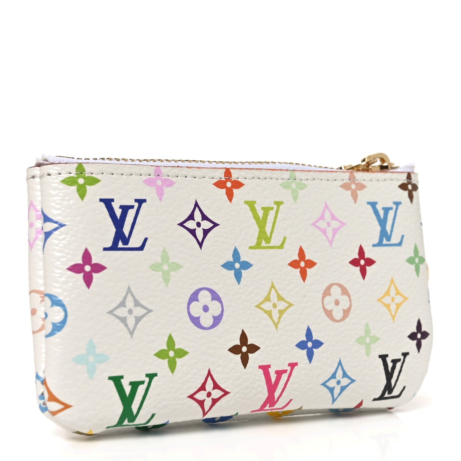 LV X TM Monogram Multicolor Key Pouch White