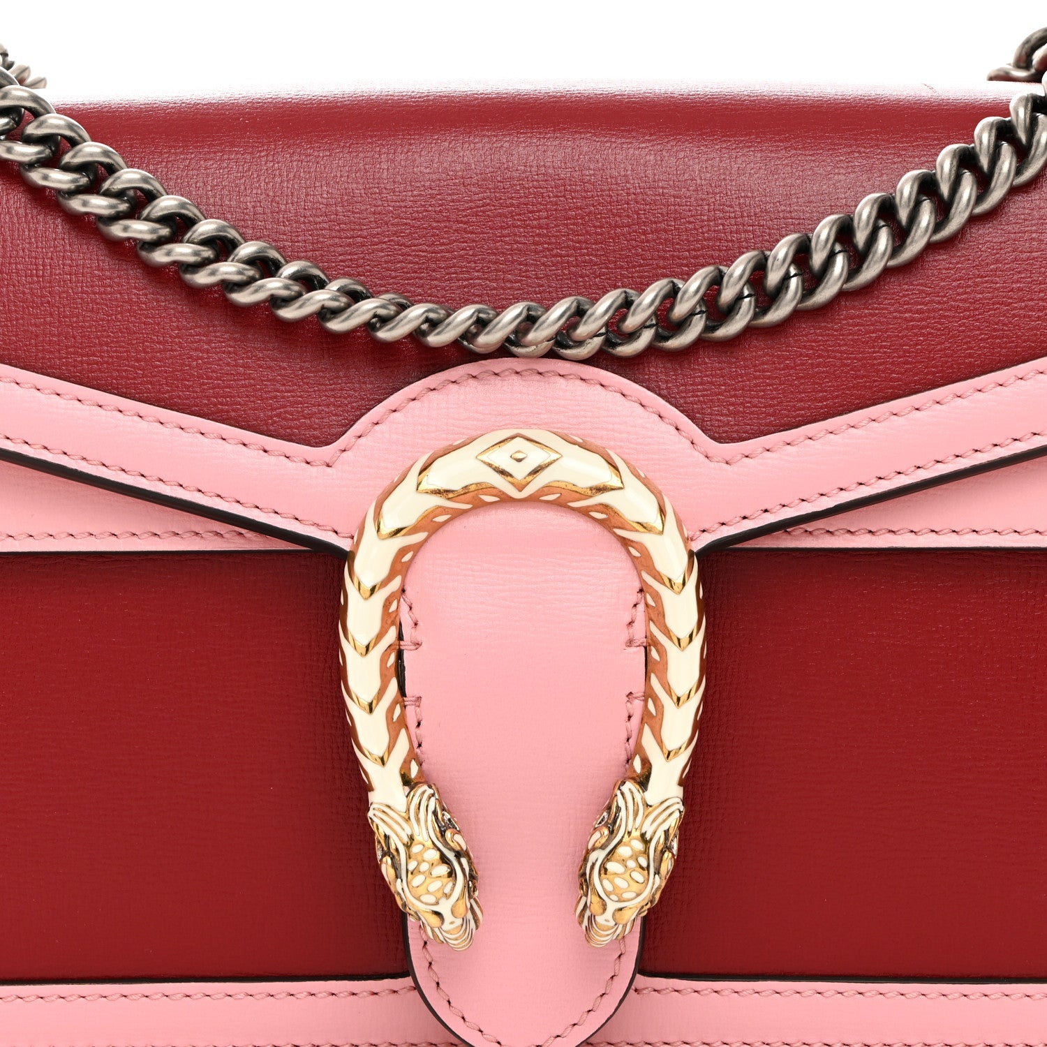 Azalea Calfskin Enamel Small Dionysus Shoulder Bag New Cherry Red Wild Rose Off White