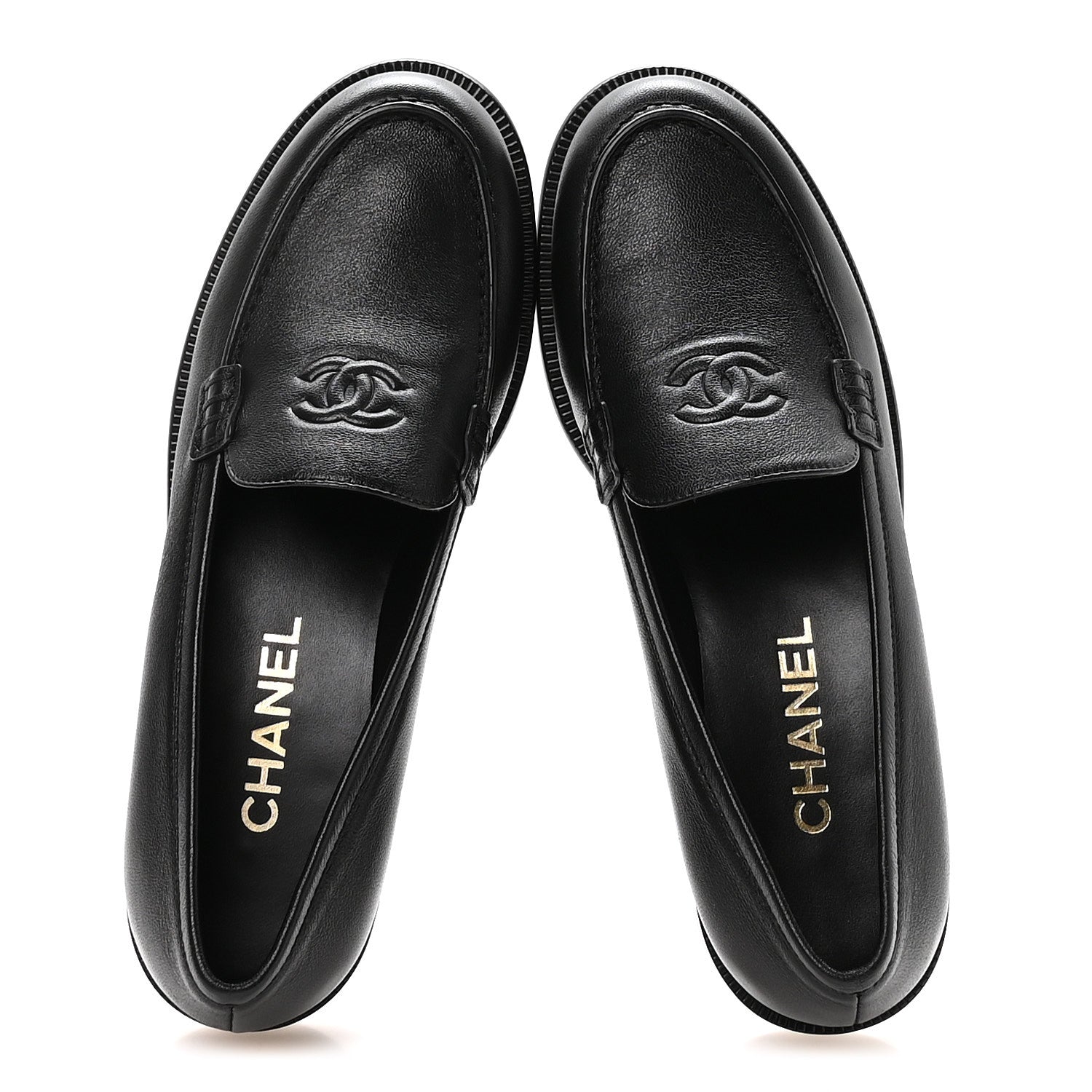 Lambskin CC Mocassin Loafers 37.5 Black