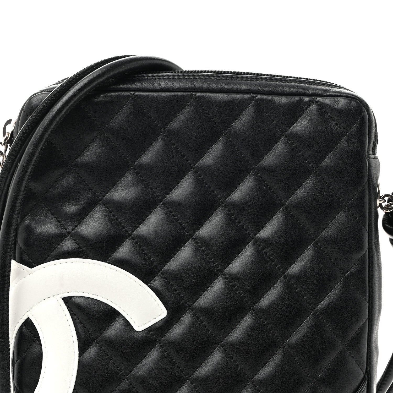 Calfskin Quilted Medium Cambon Messenger Black White