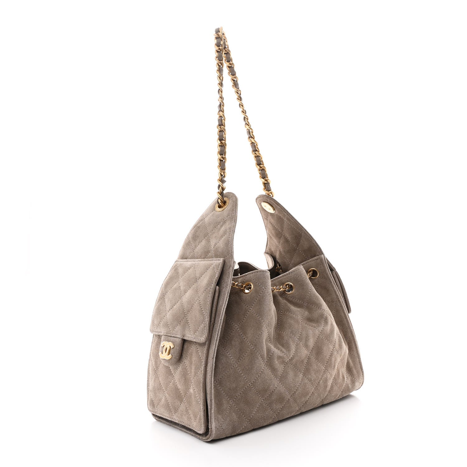 Suede Quilted Small Chanel 25 Handbag Dark Grey