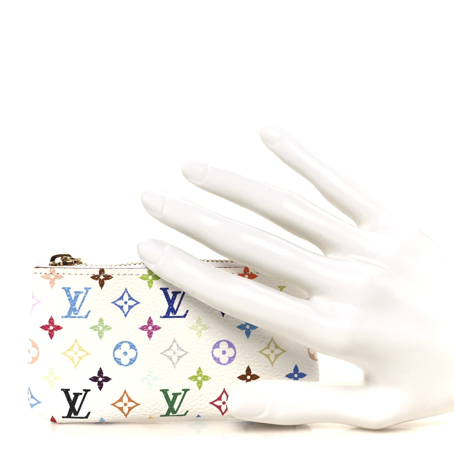 LV X TM Monogram Multicolor Key Pouch White