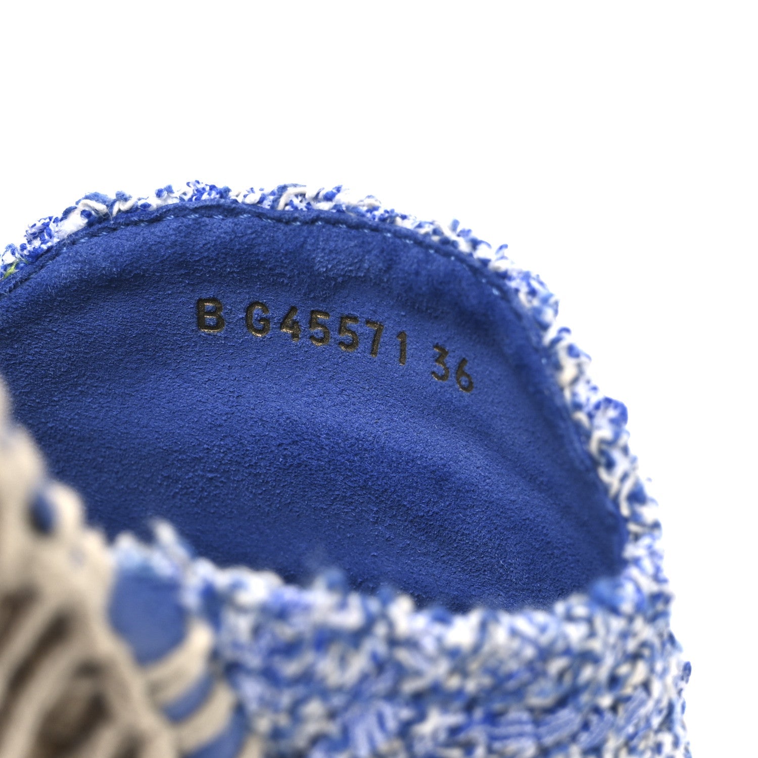 Tweed Sequin Cap Toe CC Espadrilles Mule 36 Blue White