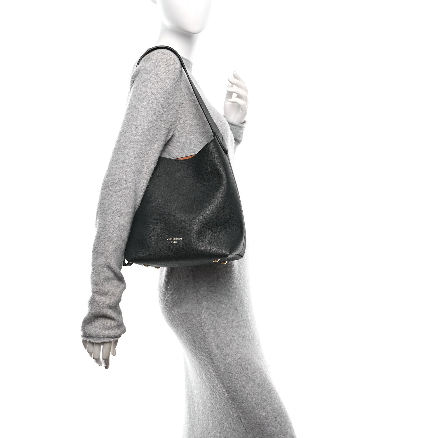Grained Calfskin Low Key Hobo PM Black