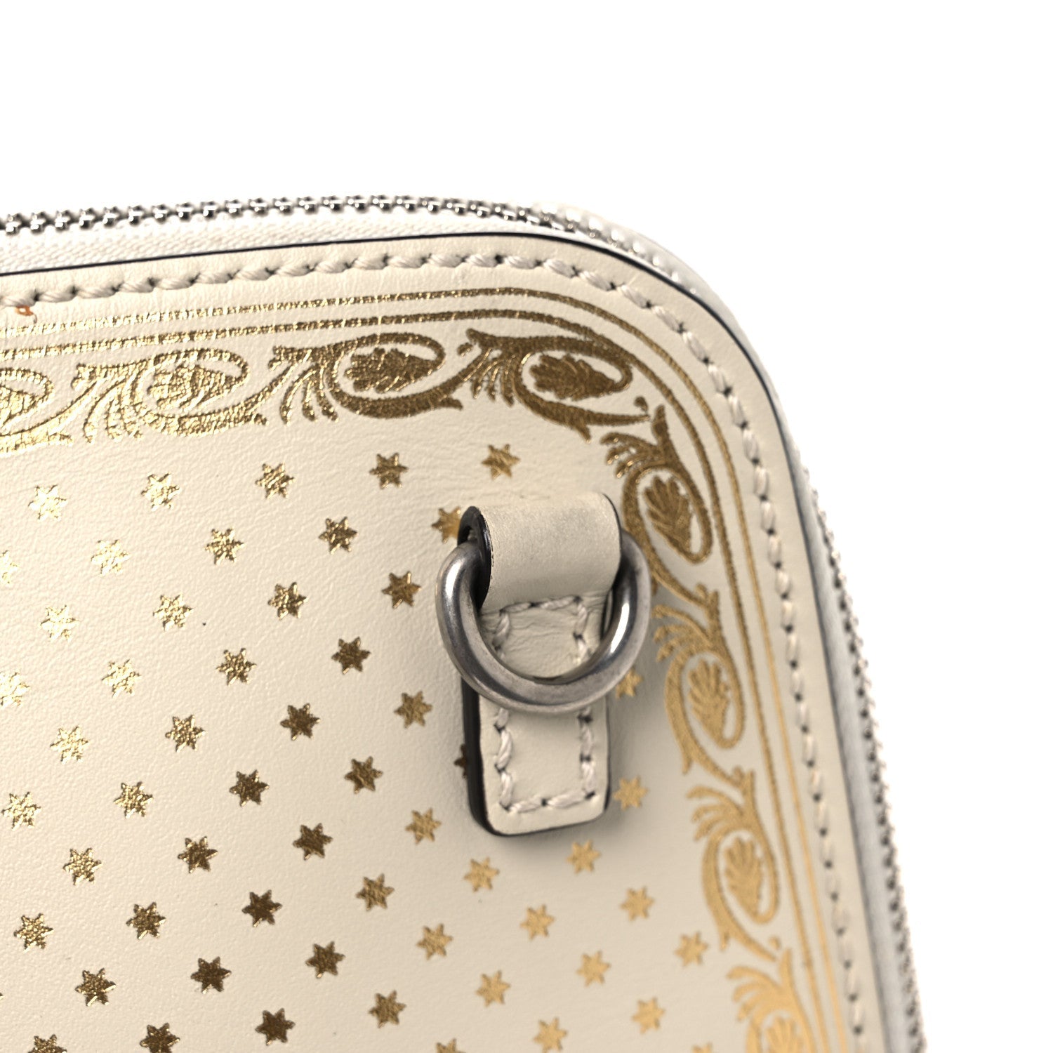 X SEGA Calfskin GUCCY Stars Mini Dome Shoulder Bag Mystic White Gold