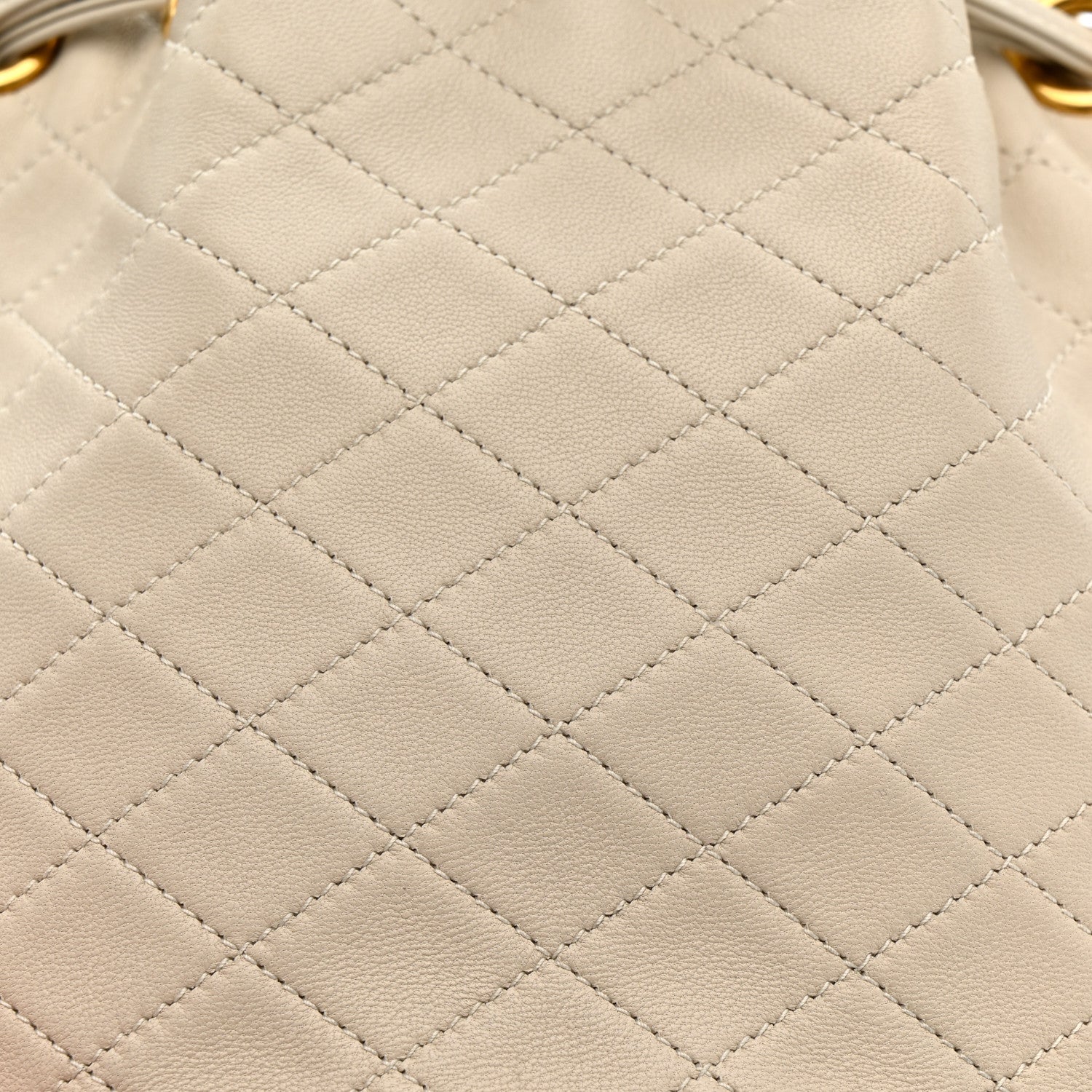 Lambskin Carre Quilted Cassandre Small Bucket Bag Crema Soft