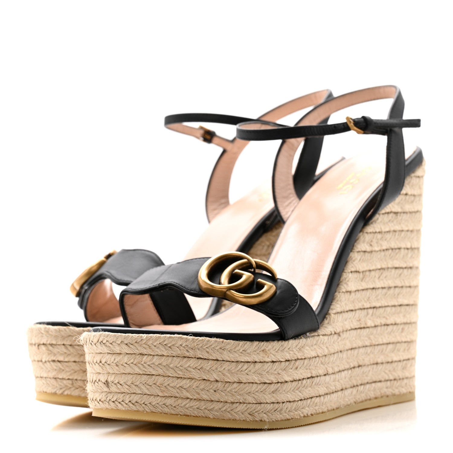 Nappa Matelasse GG Marmont Slingback Platform 45/130mm Espadrille Wedges 40 Black