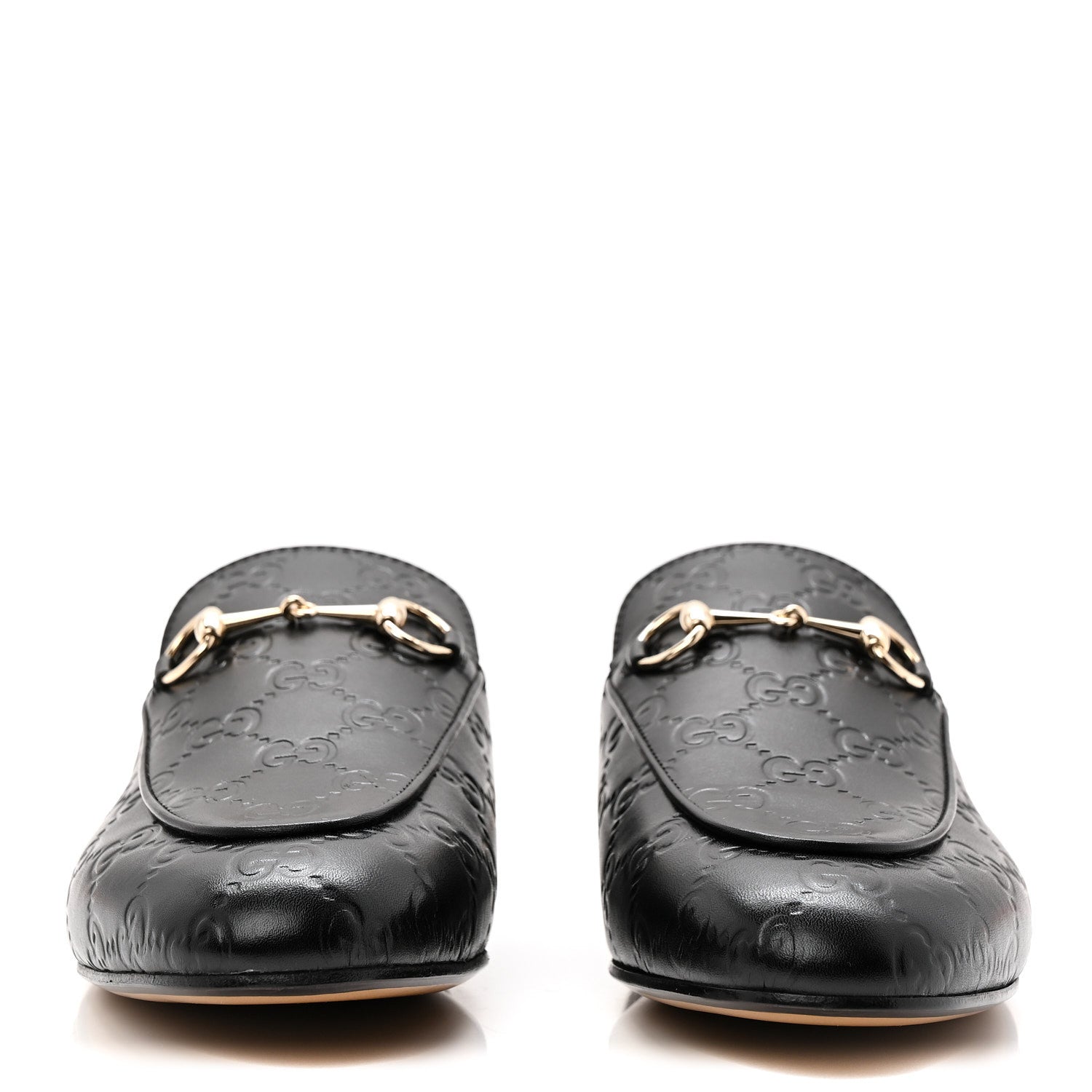 Glamour Calfskin Guccissima Womens Princetown Slippers 38.5 Black