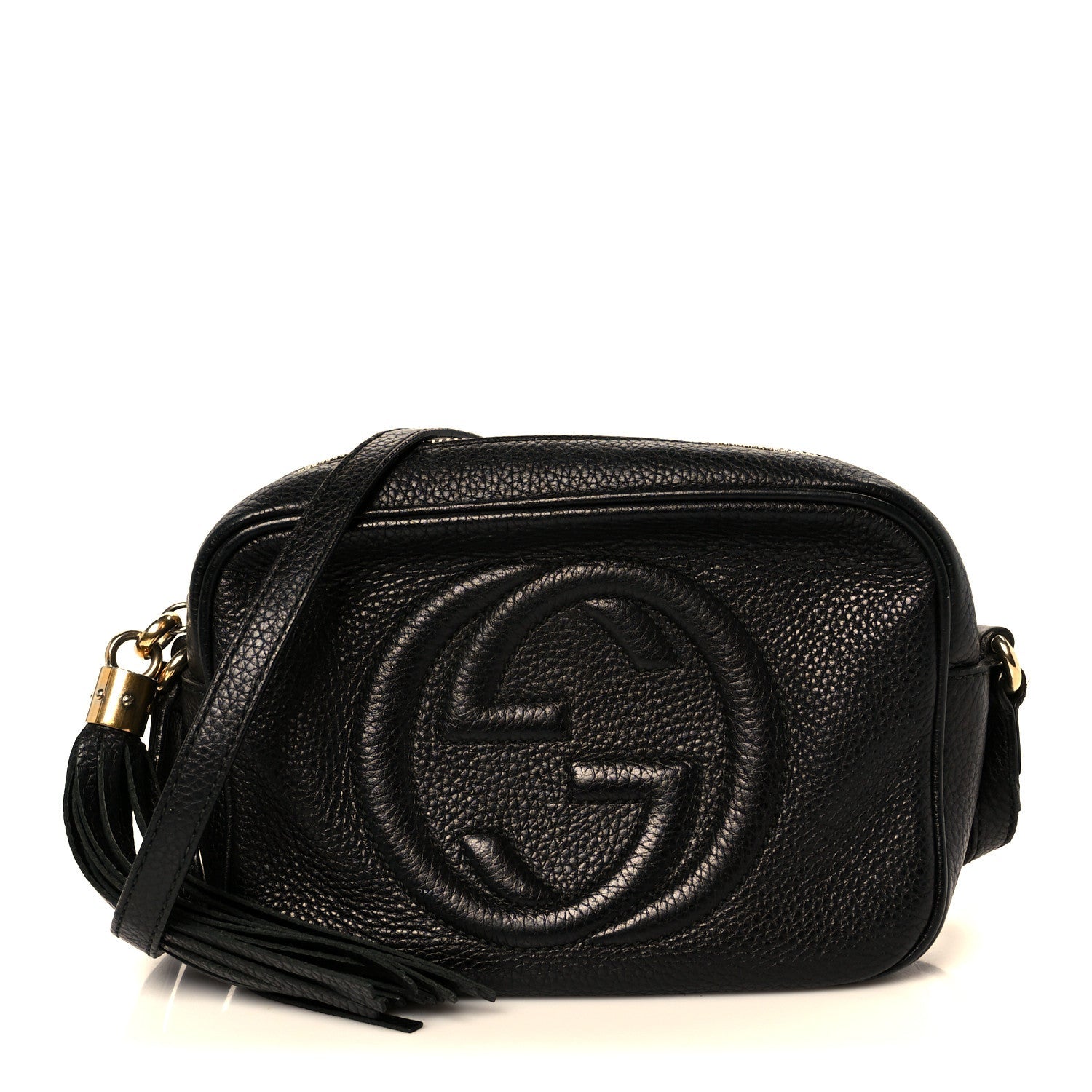 Pebbled Calfskin Small Soho Disco Bag Black