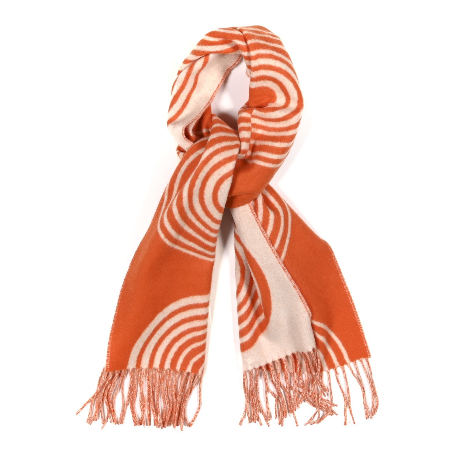 Cashmere Casaque Vague Muffler Orange Ivoire
