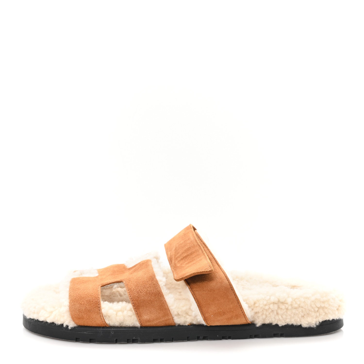 Suede Goatskin Woolskin Womens Chypre Sandals 38 Brun Fume Ecru