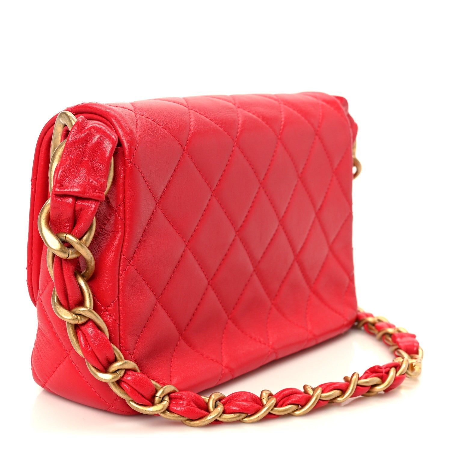 Lambskin Quilted Small Flap Red