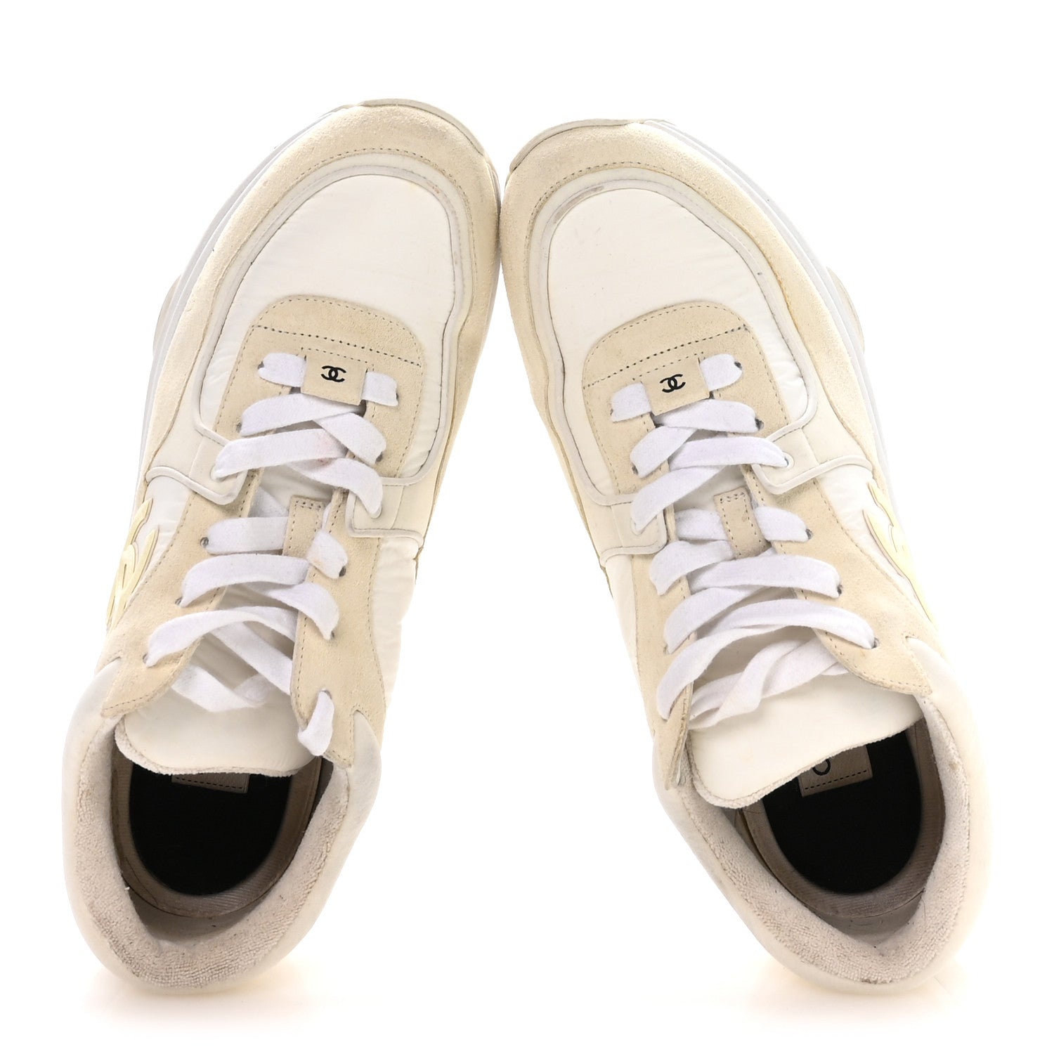 Suede Calfskin Fabric CC Sneakers 42 White