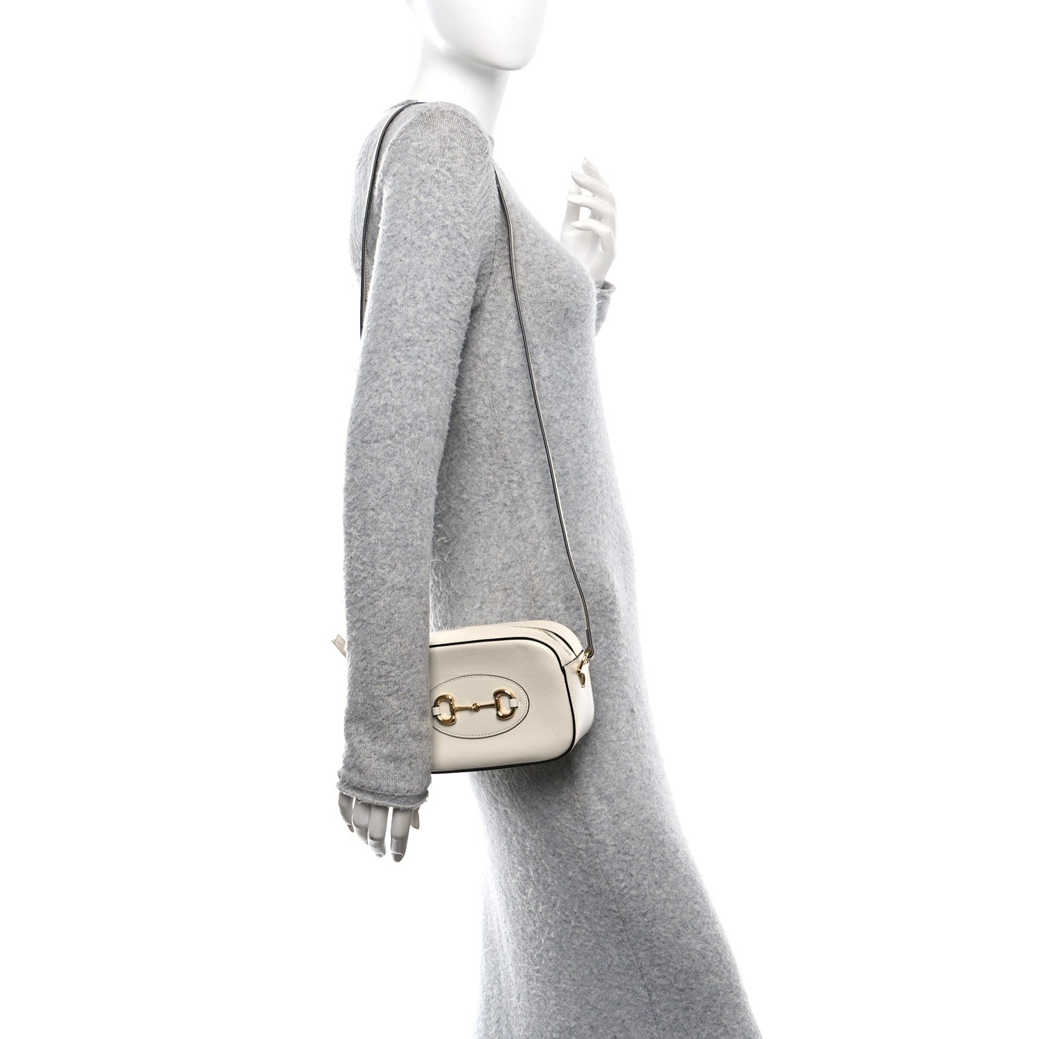 Azalea Calfskin Mini Horsebit 1955 Camera Shoulder Bag Mystic White
