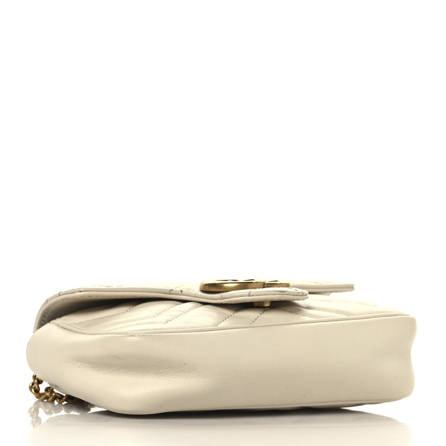 Calfskin Matelasse Super Mini GG Marmont Shoulder Bag White
