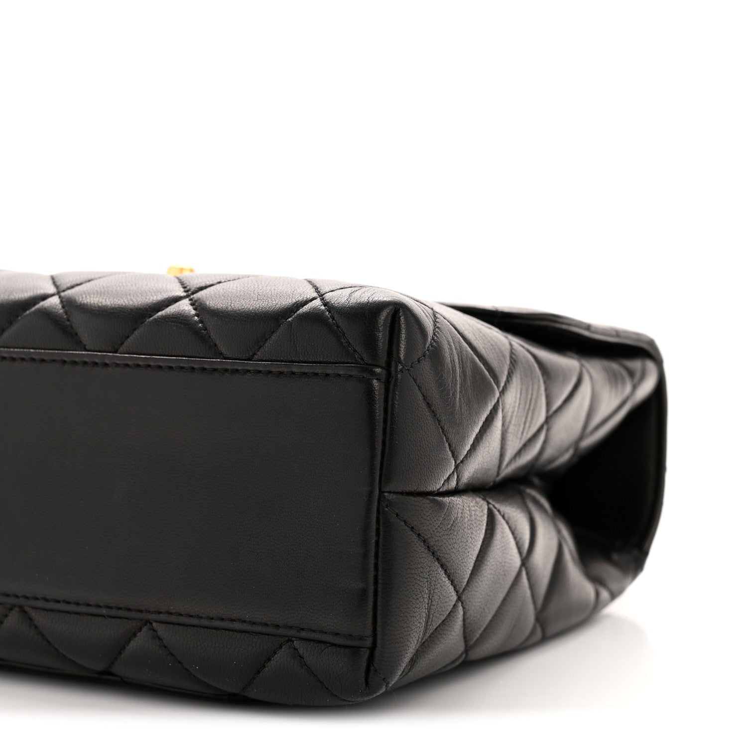 Lambskin Quilted Medium Kelly Flap Bag Black