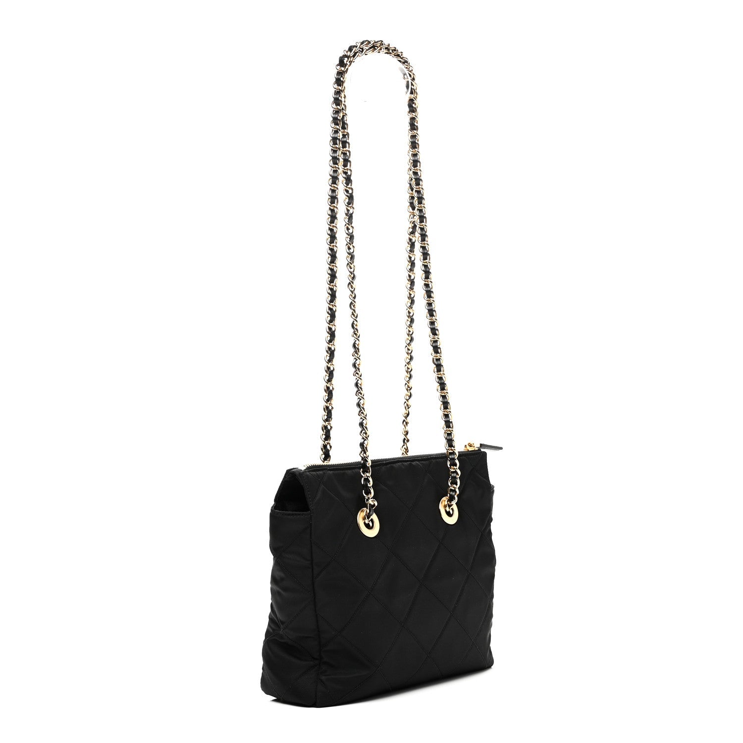 Re-Nylon Impuntu Quilted Re-Edition 1995 Chaine Small Tote Bag Black