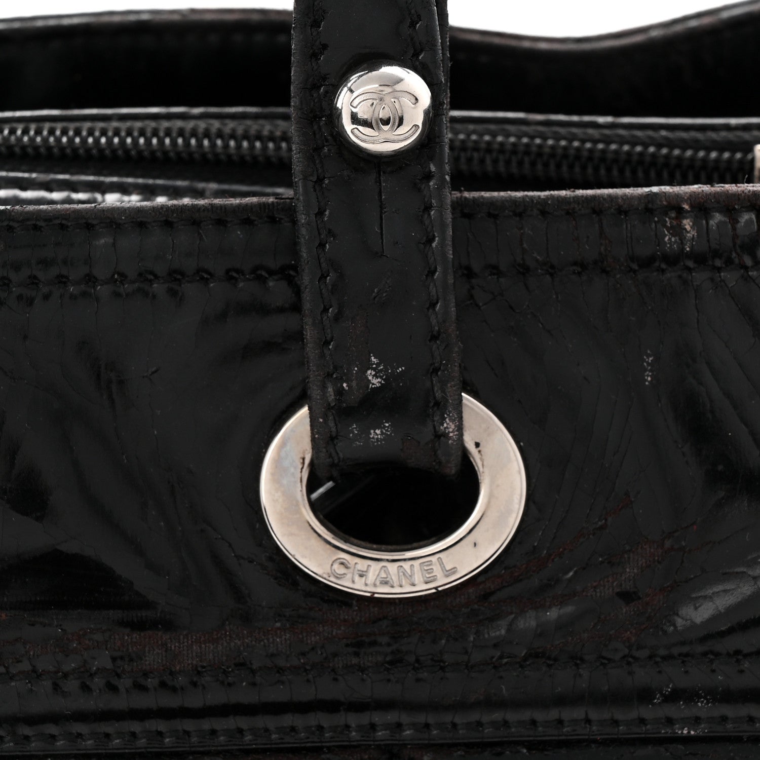 Vinyl Quilted Large Paris Biarritz Tote Black
