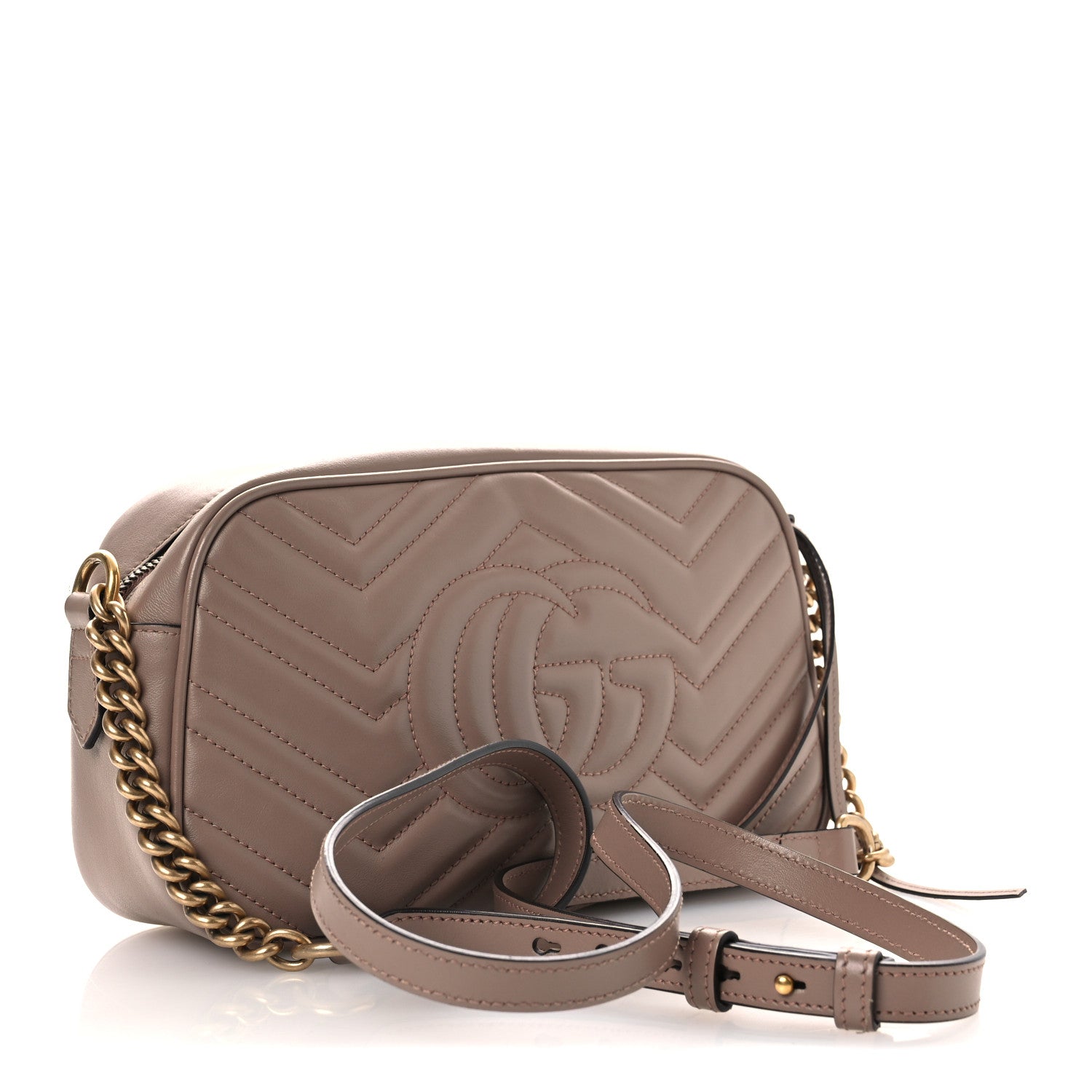 Calfskin Matelasse Small GG Marmont Chain Shoulder Bag Porcelain Rose