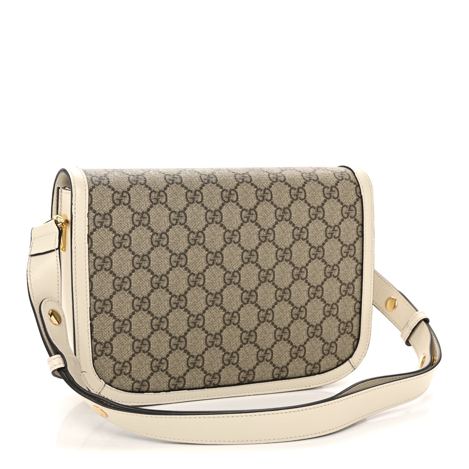 GG Supreme Monogram Horsebit 1955 Shoulder Bag Beige Mystic White