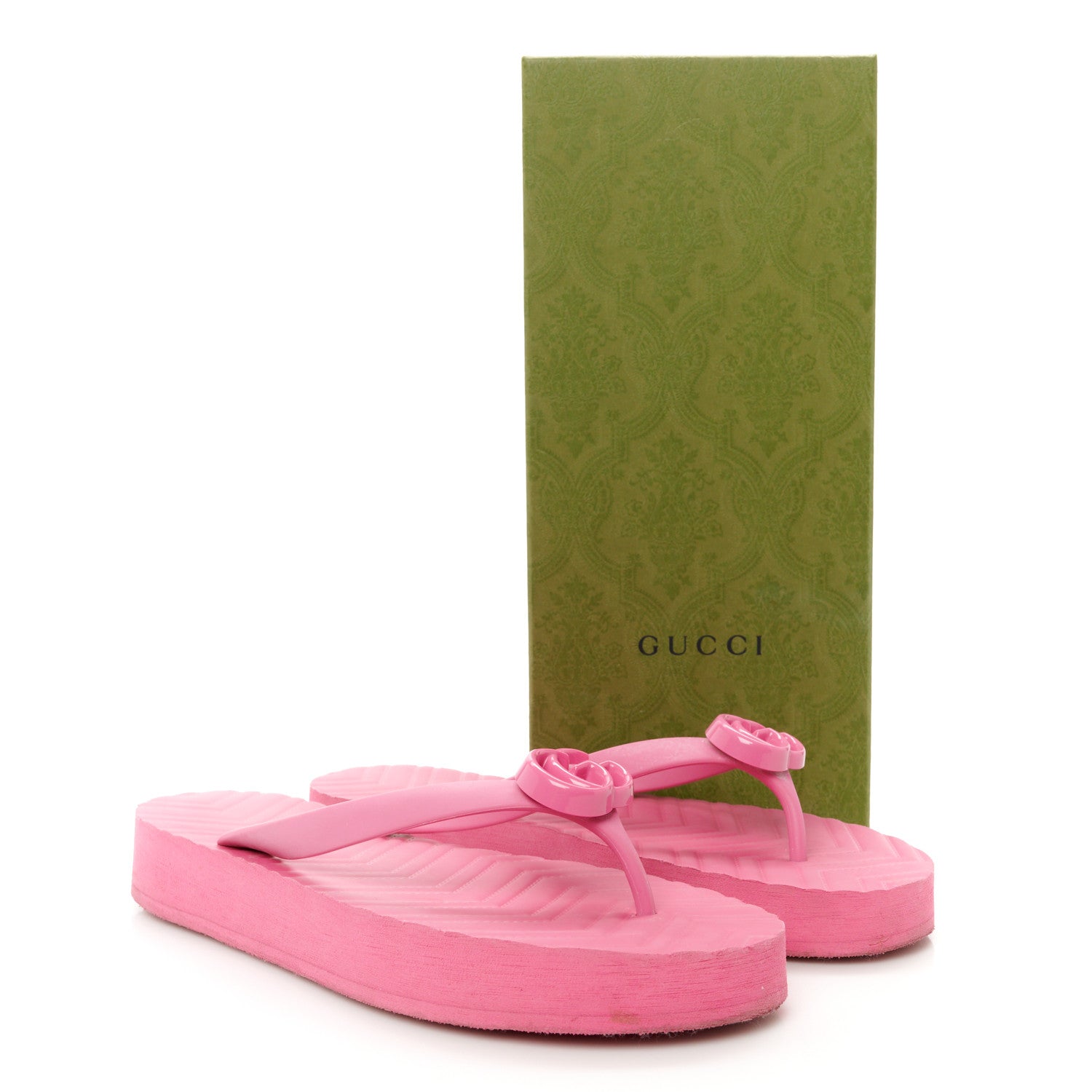 Rubber Chevron Womens GG Thong Sandals 41 Pink Tropical Flower