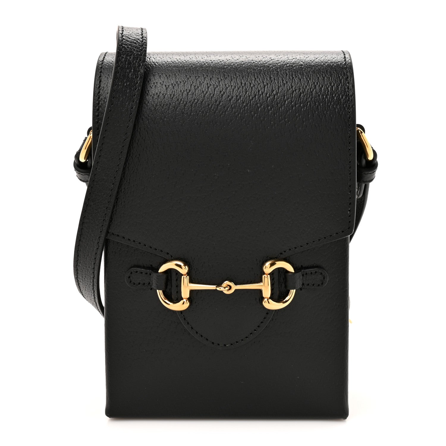 Dollar Calfskin Vertical Horsebit 1955 Crossbody Bag Black