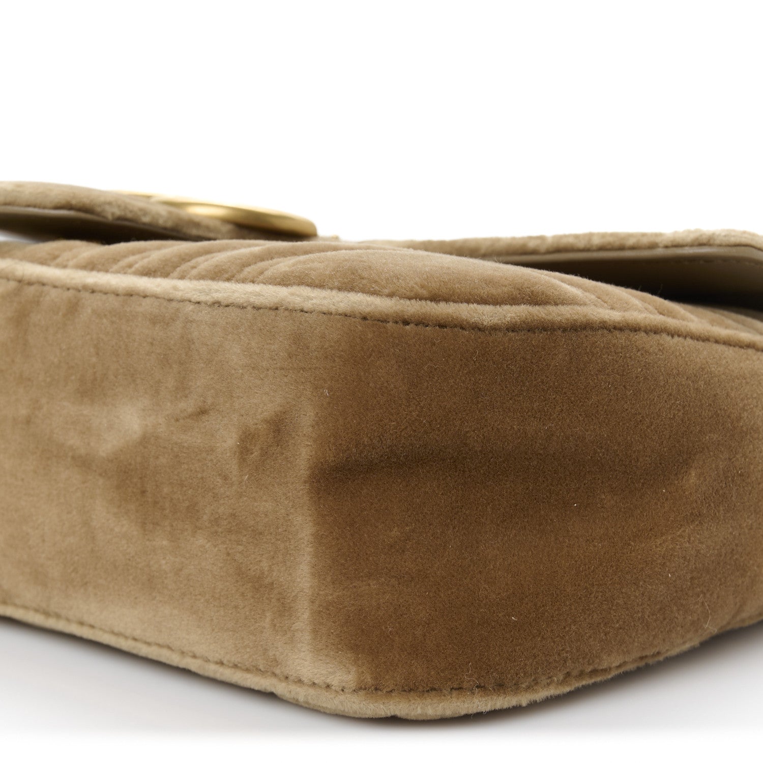 Velvet Matelasse Small GG Marmont Shoulder Bag Taupe
