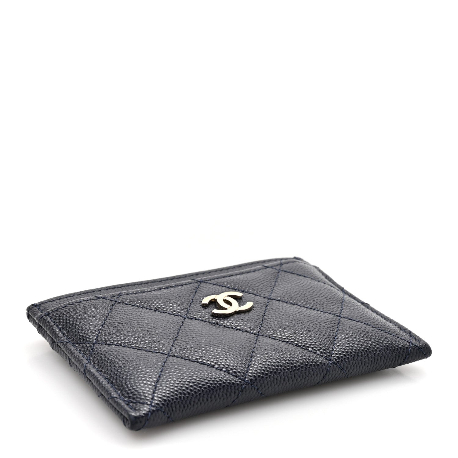 Caviar Quilted Card Holder Navy