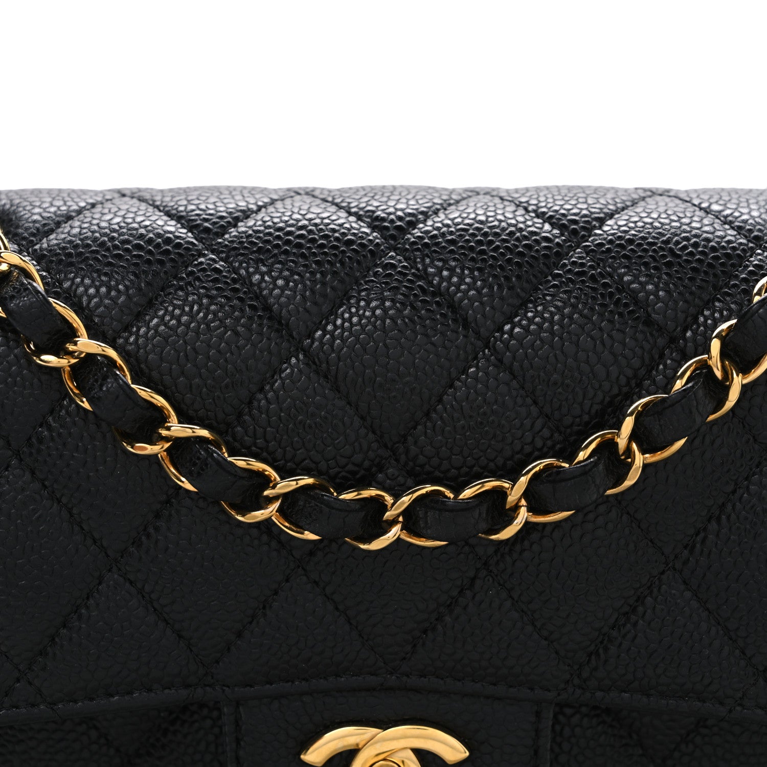 Caviar Quilted Small Double Flap Black
