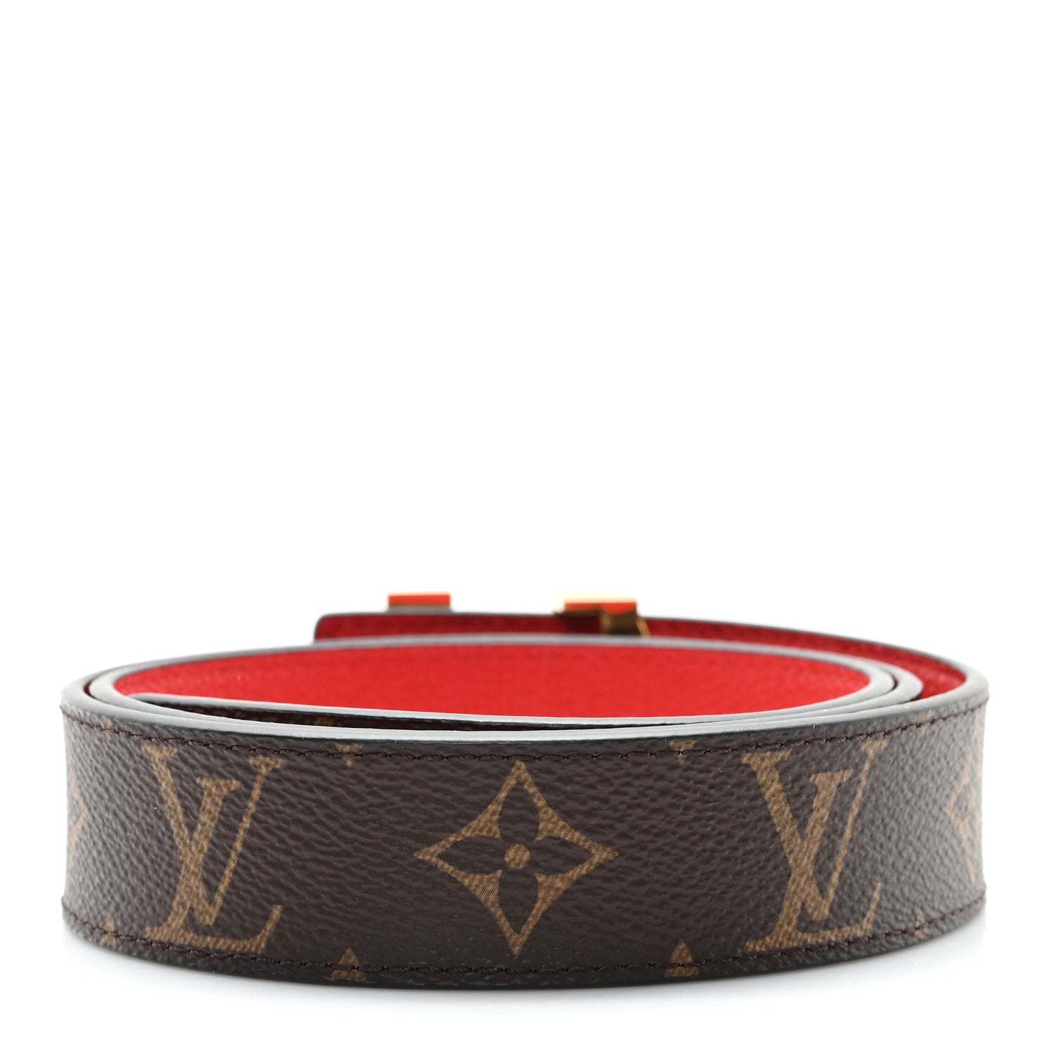 Monogram 30mm LV Initiales Reversible Belt 80 32 Coquelicot