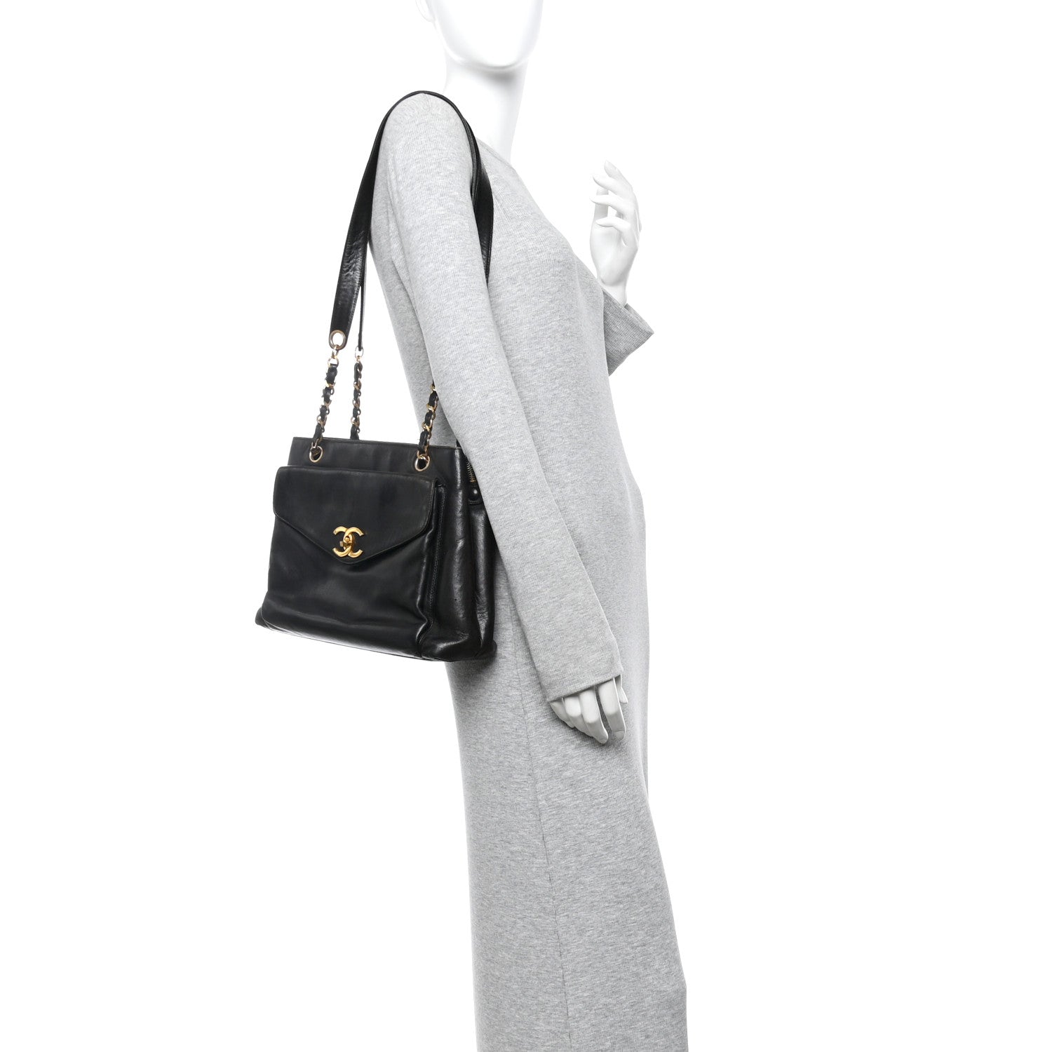 Lambskin Flap Shoulder Bag Black