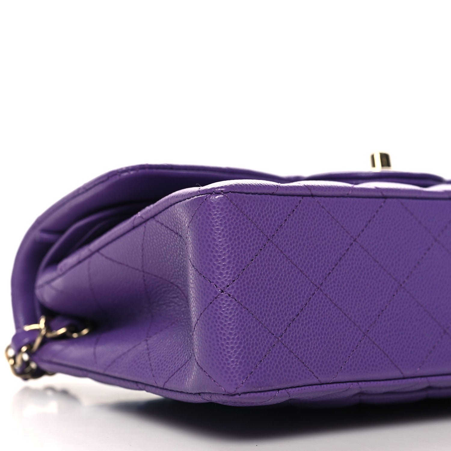 Caviar Quilted Small Double Flap Purple