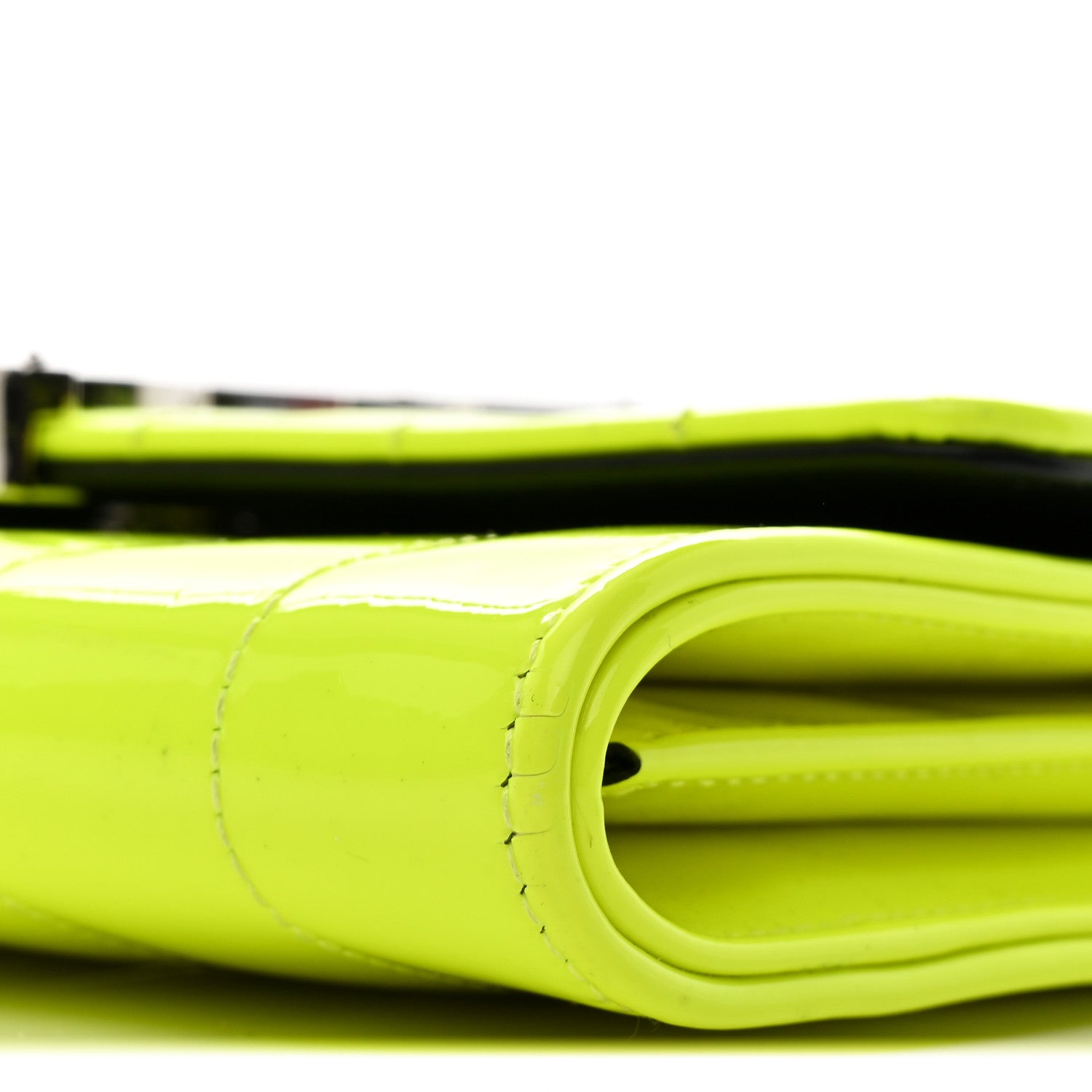 Patent Calfskin Matelasse Monogram Vicky Chain Wallet Neon Yellow