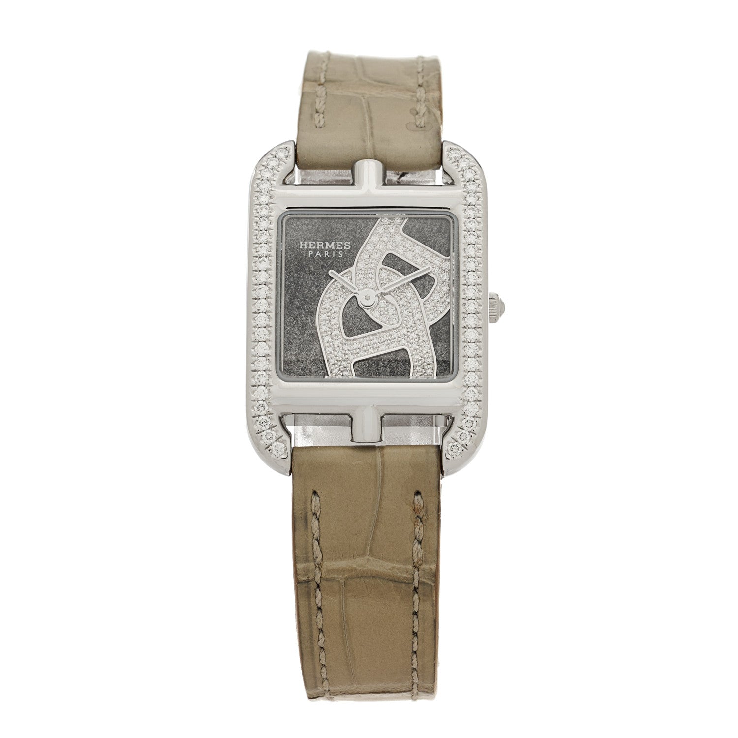 Stainless Steel Alligator Diamond Bezel 23mm Cape Cod Chaine d'Ancre Joaillier Quartz Watch Gris Perle