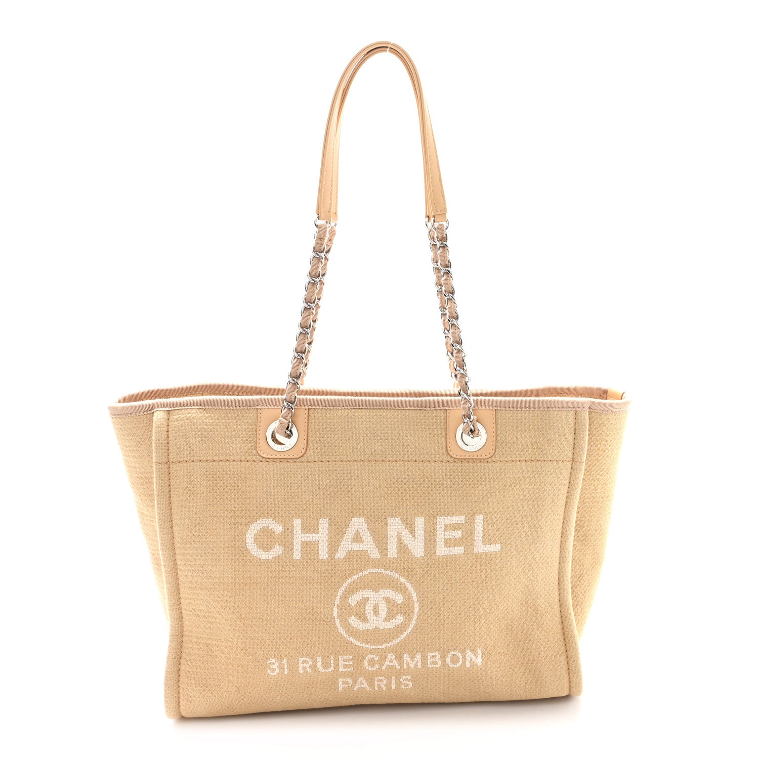 Mixed Fibers Small Deauville Tote  Beige