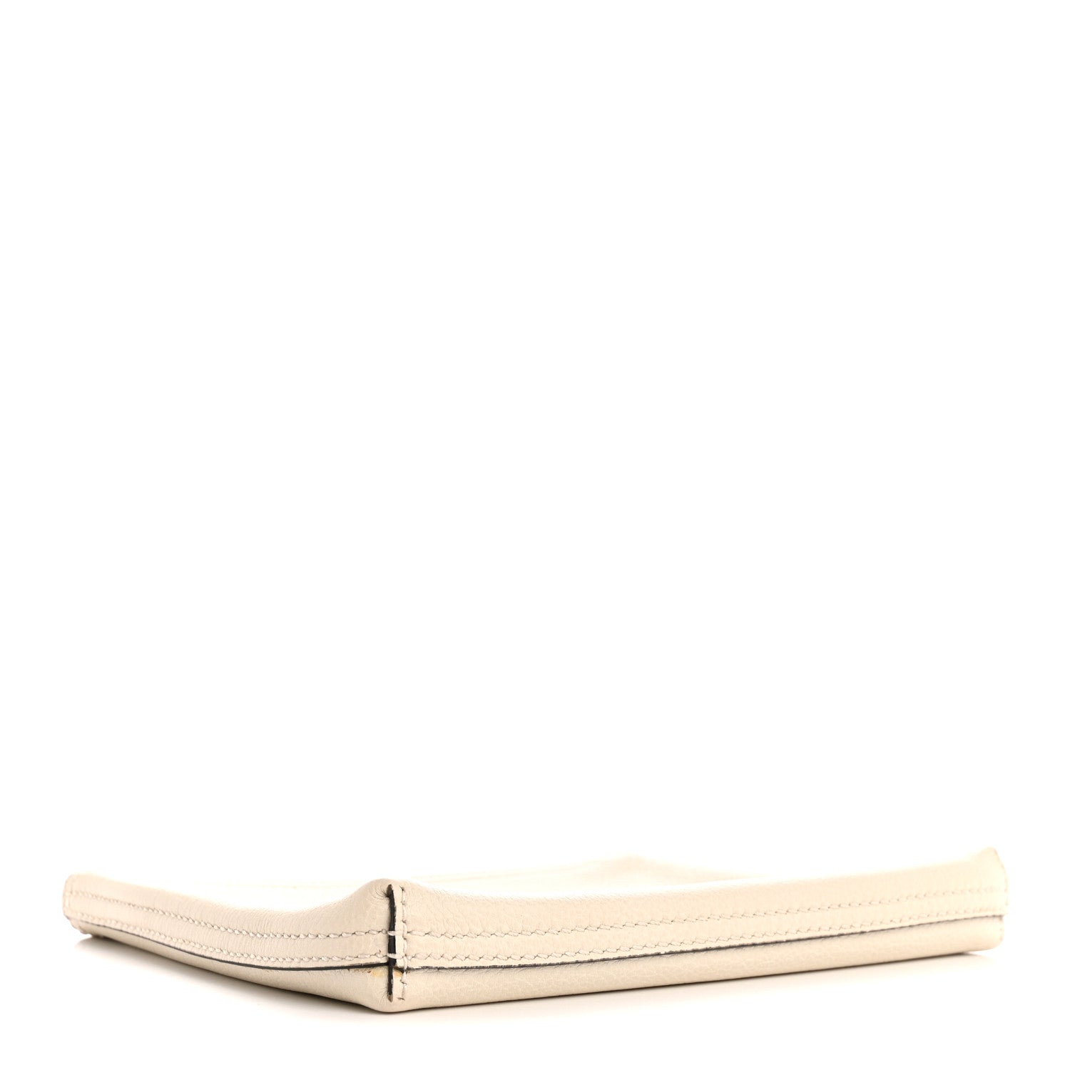 Pebbled Calfskin Medium Logo Portfolio Clutch White