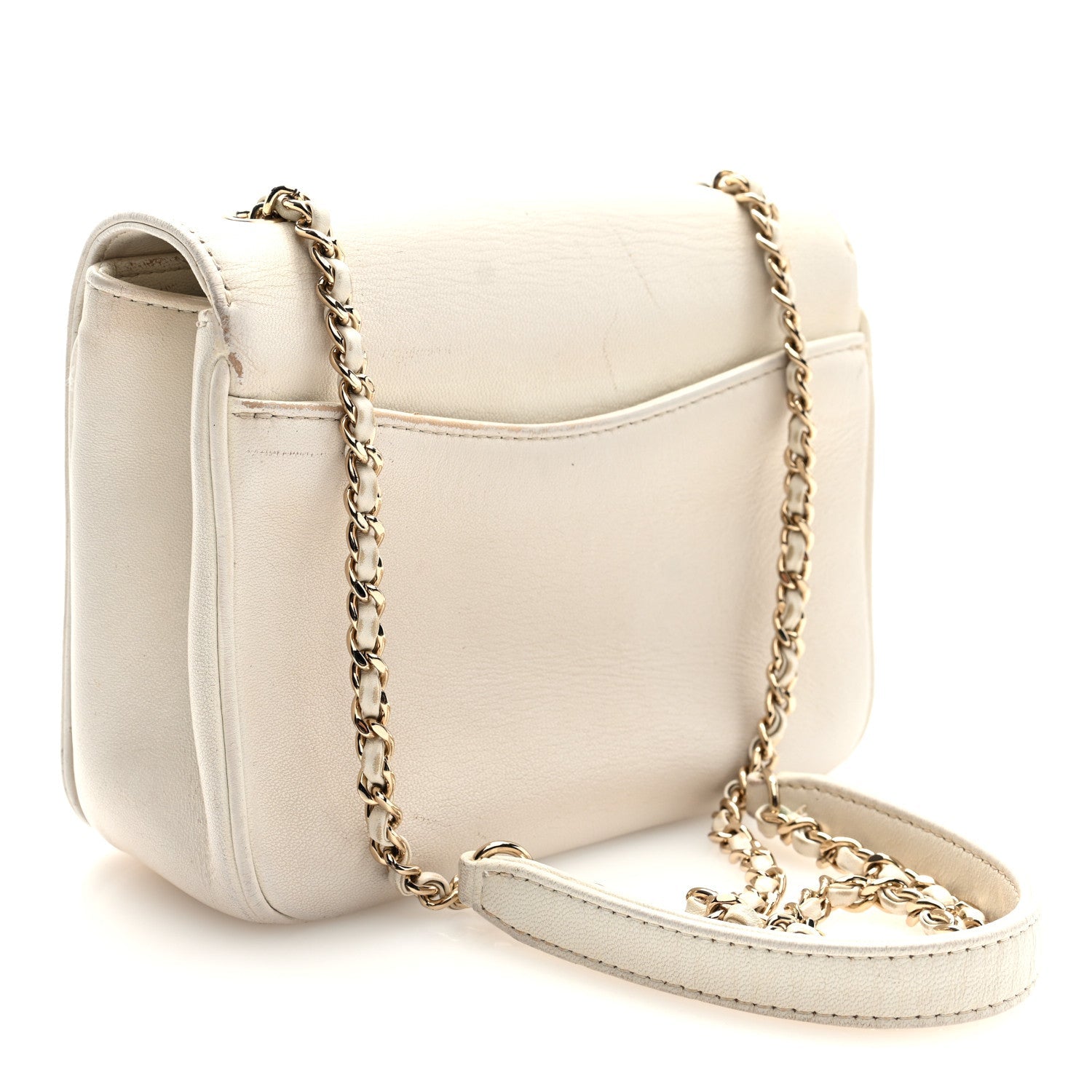 Lambskin CC Mania Flap Bag White