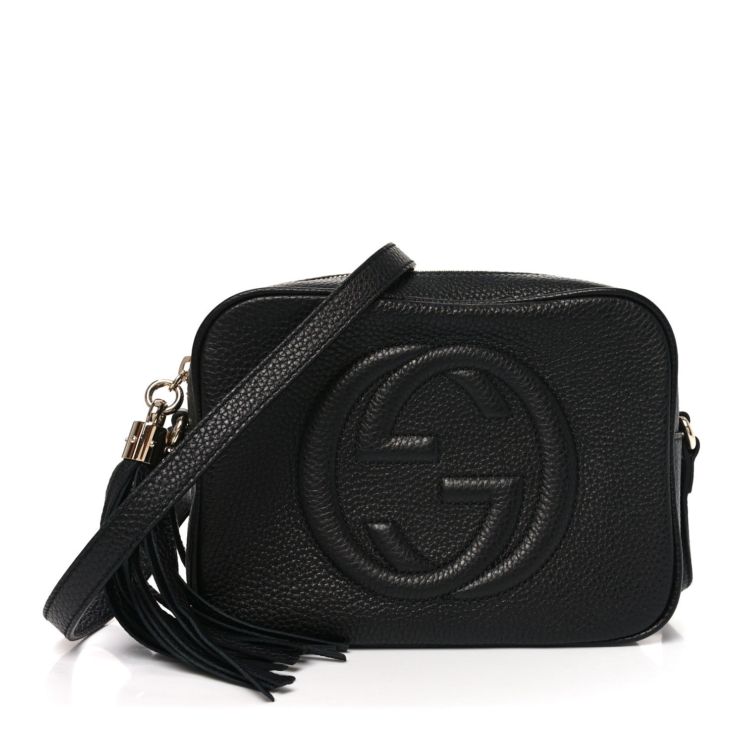 Pebbled Calfskin Small Soho Disco Bag Black