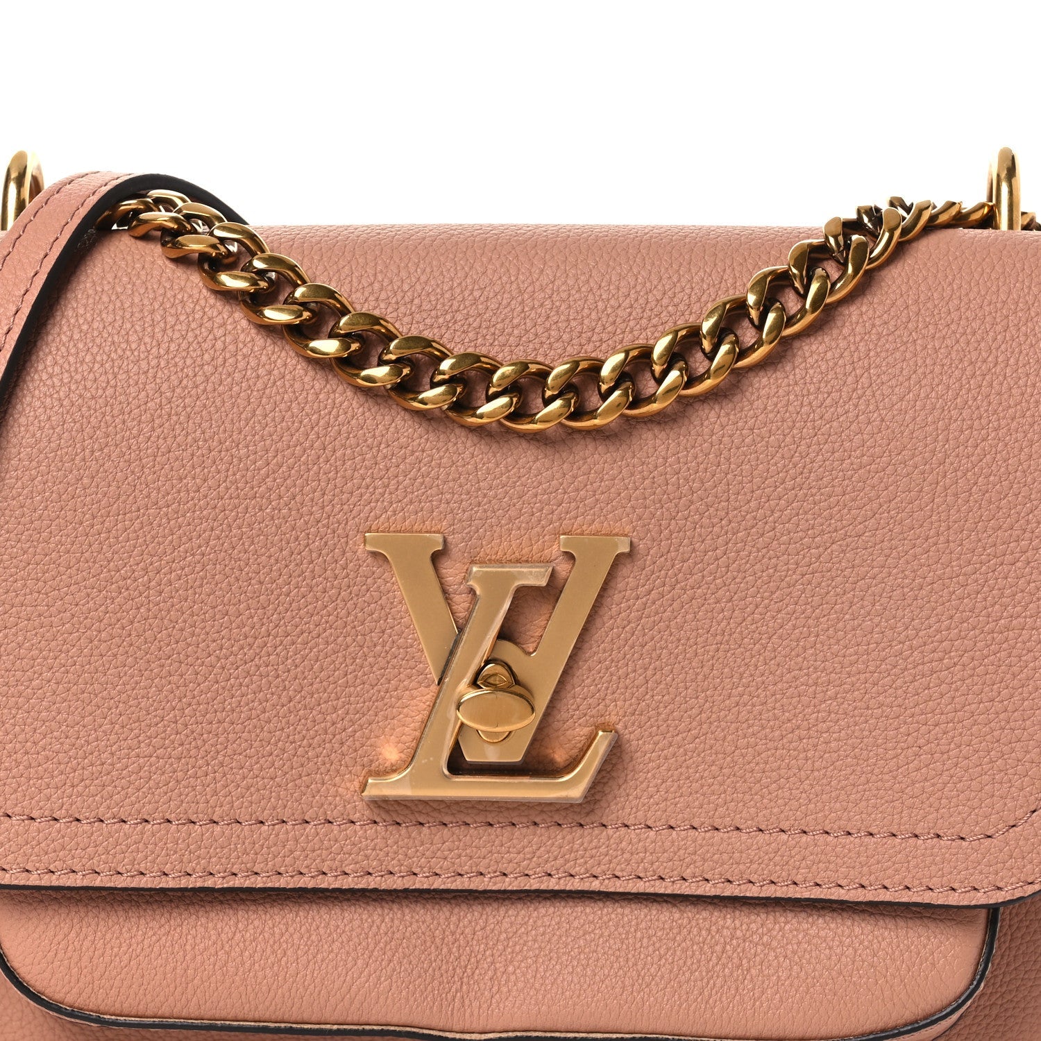 Grained Calfskin Lockme Chain Bag PM Rose Silk