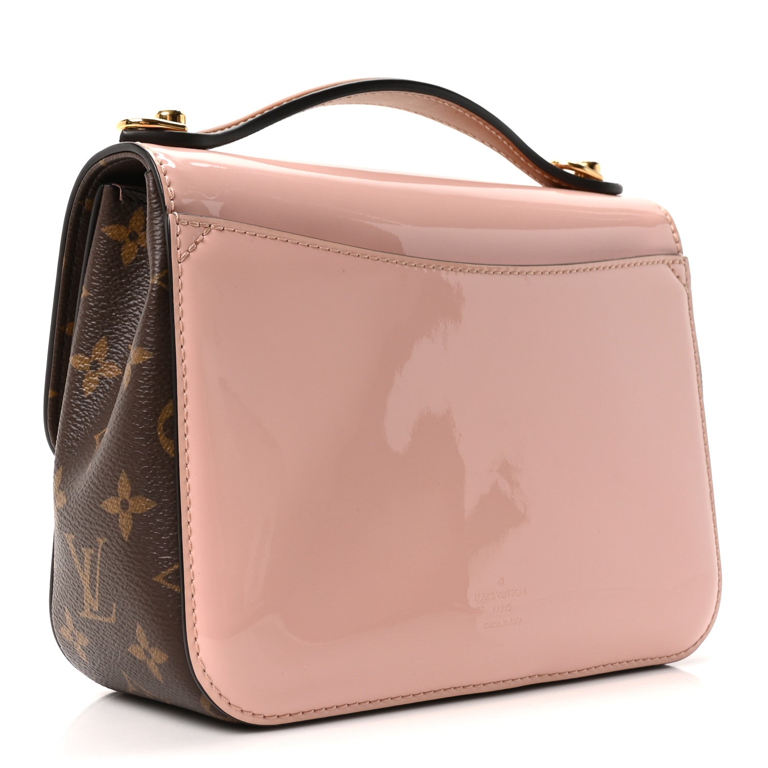 Patent Calfskin Monogram Cherrywood BB Rose Ballerine