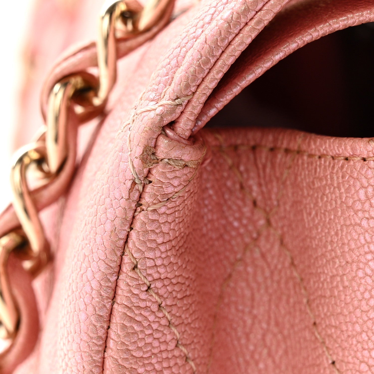 Iridescent Caviar Quilted Small Double Flap Pink