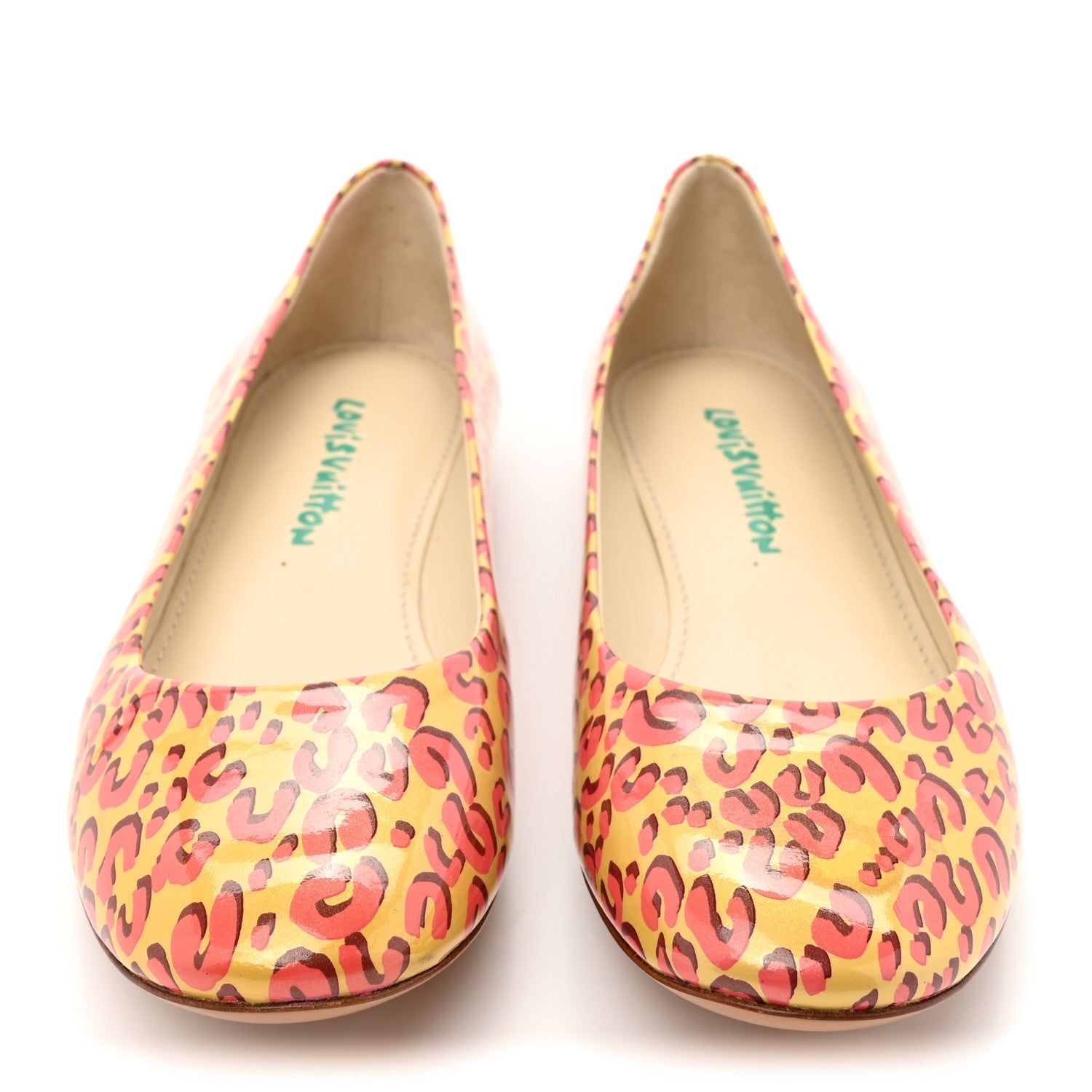 Patent Leopard Ballet Flats 39 Blanc Corail