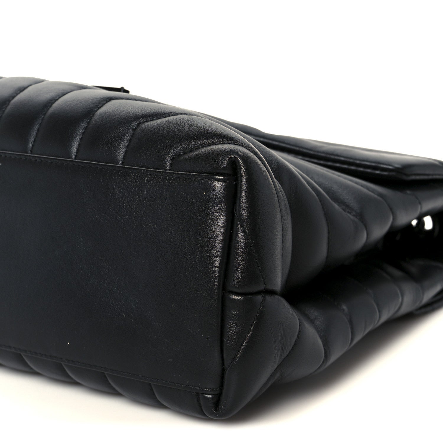 Calfskin Y Quilted Monogram Monochrome Medium Loulou Chain Satchel Black