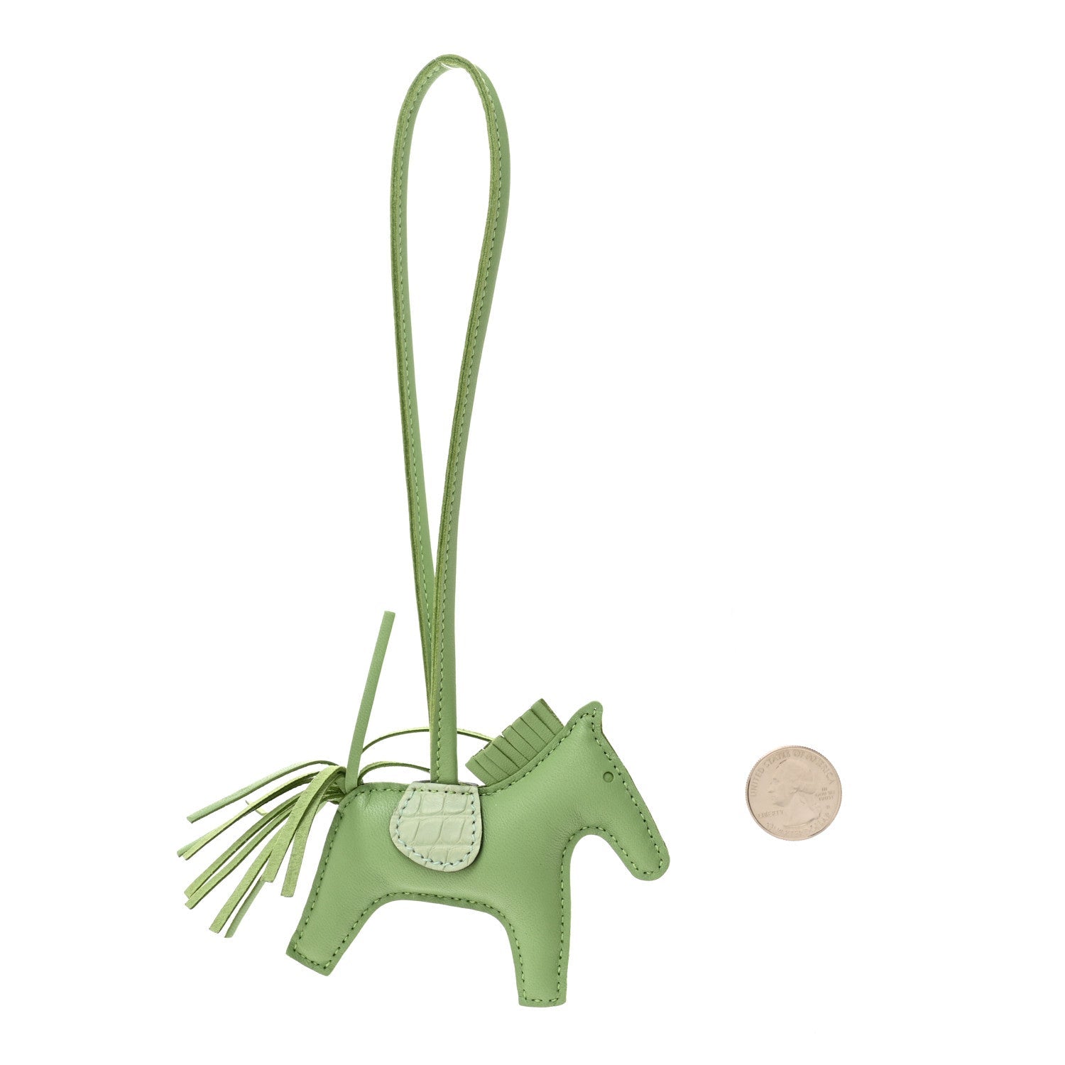 Milo Lambskin Matte Alligator Touch Grigri Rodeo Horse Bag Charm PM Vert Criquet Vert D'eau