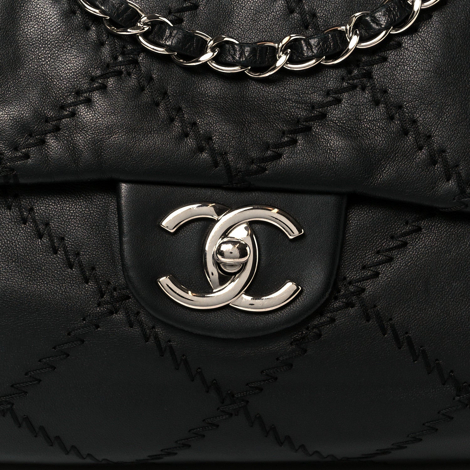 Lambskin Ultimate Stitch Maxi Flap Black