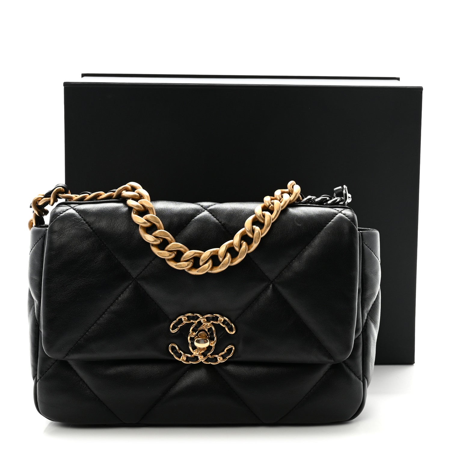 Lambskin Quilted Medium Chanel 19 Flap Black